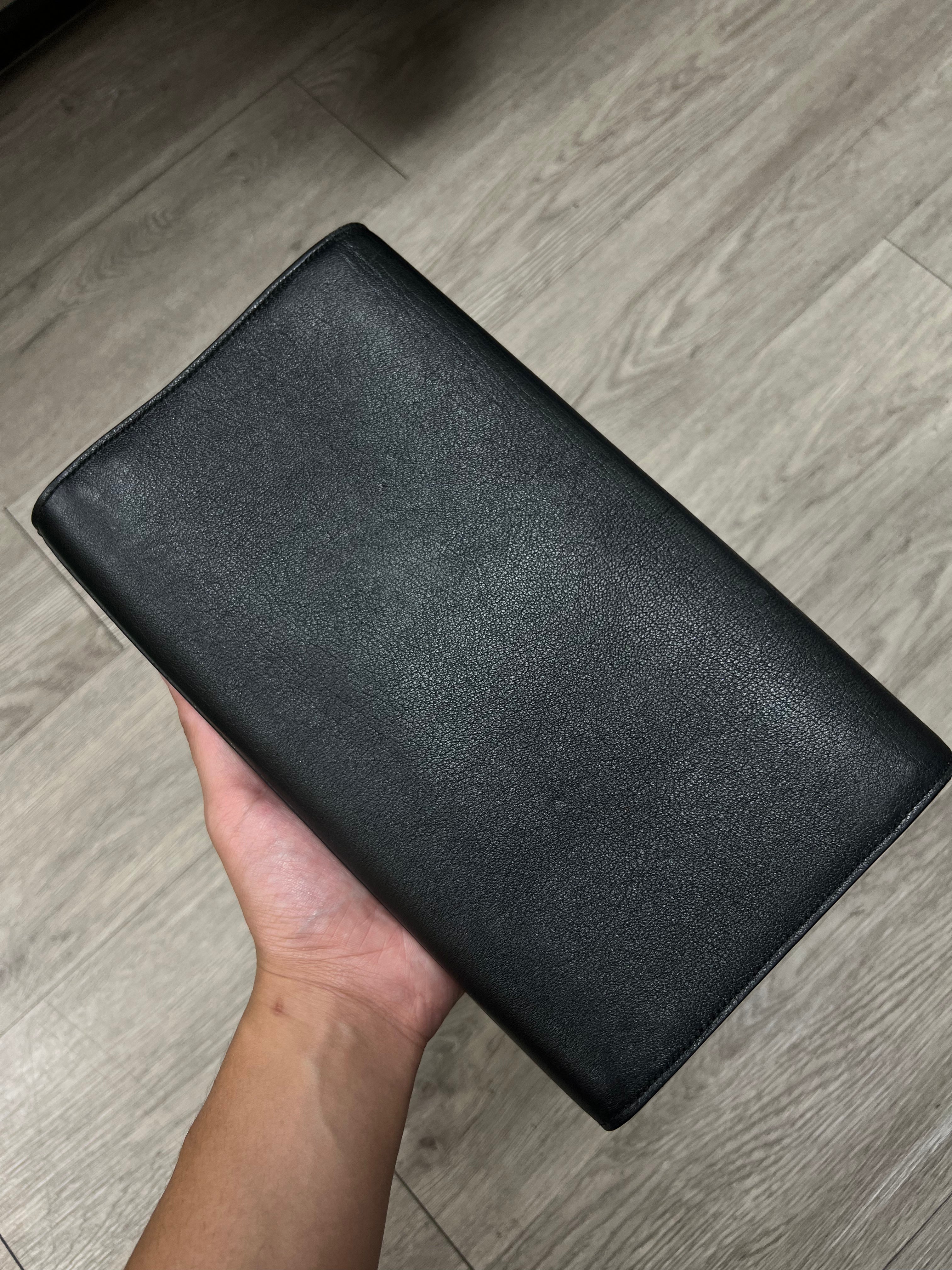 YSL Black Embossed Clutch Bag