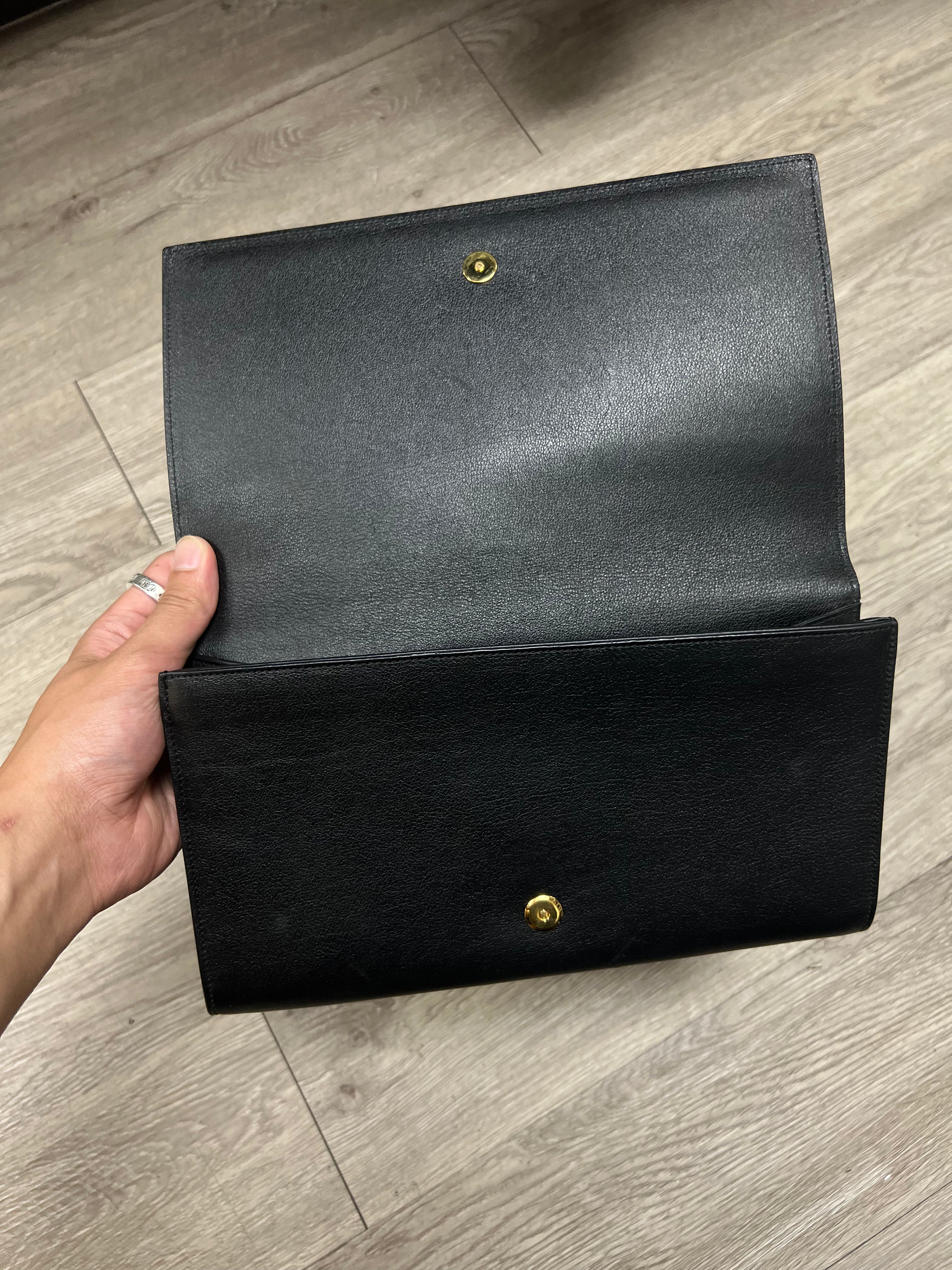 YSL Black Embossed Clutch Bag