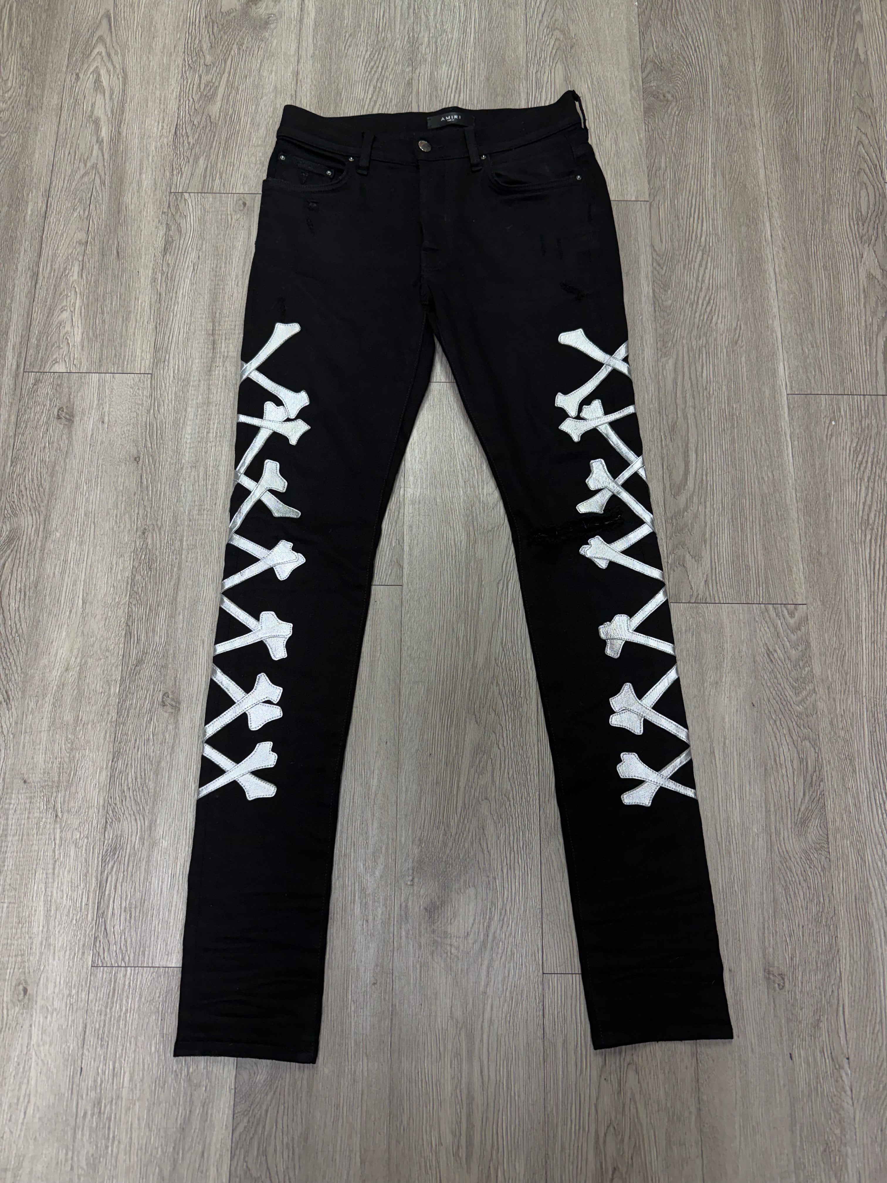 Amiri Black Silver Bones Jeans