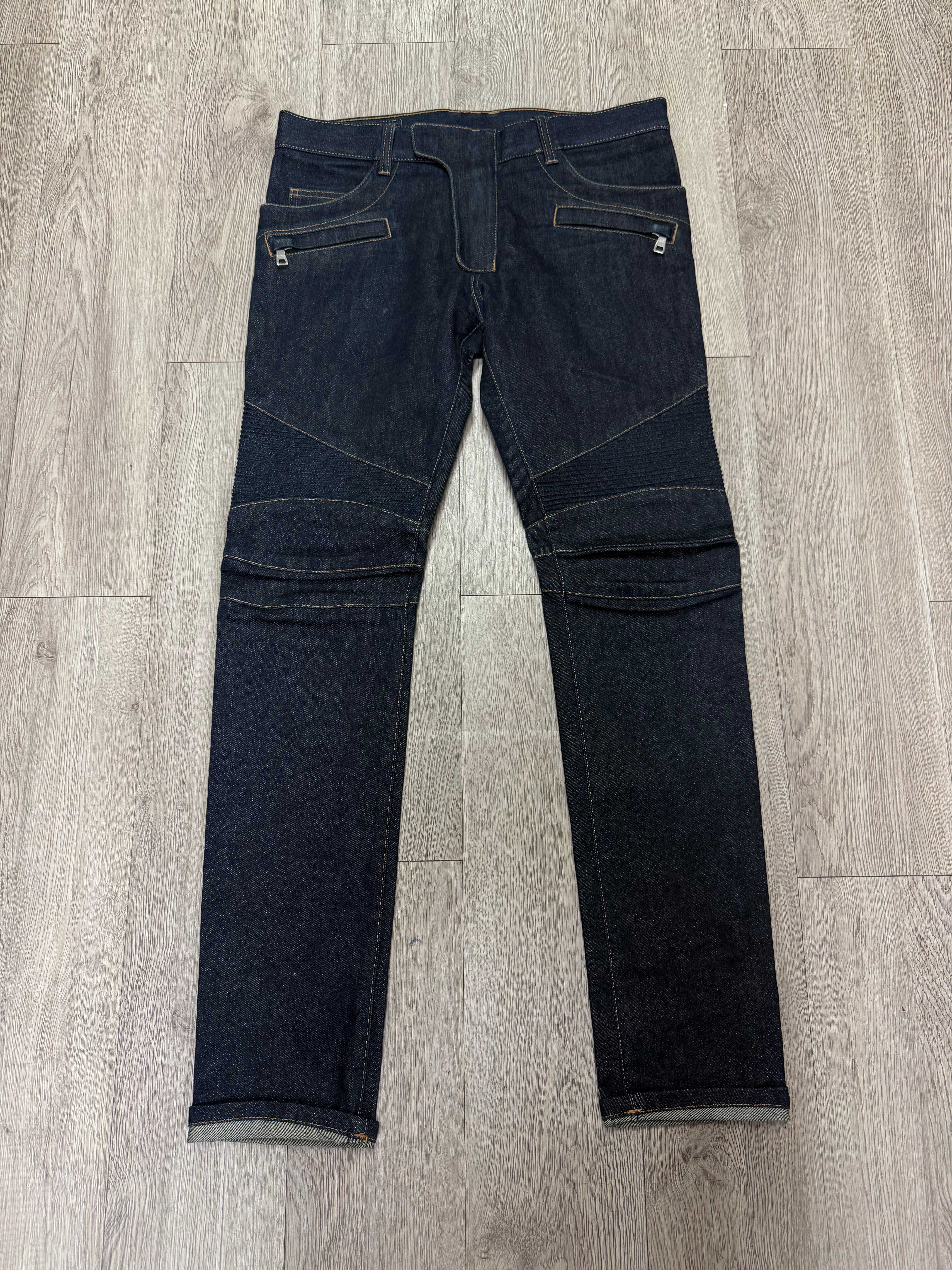 Balmain Navy Biker Jeans