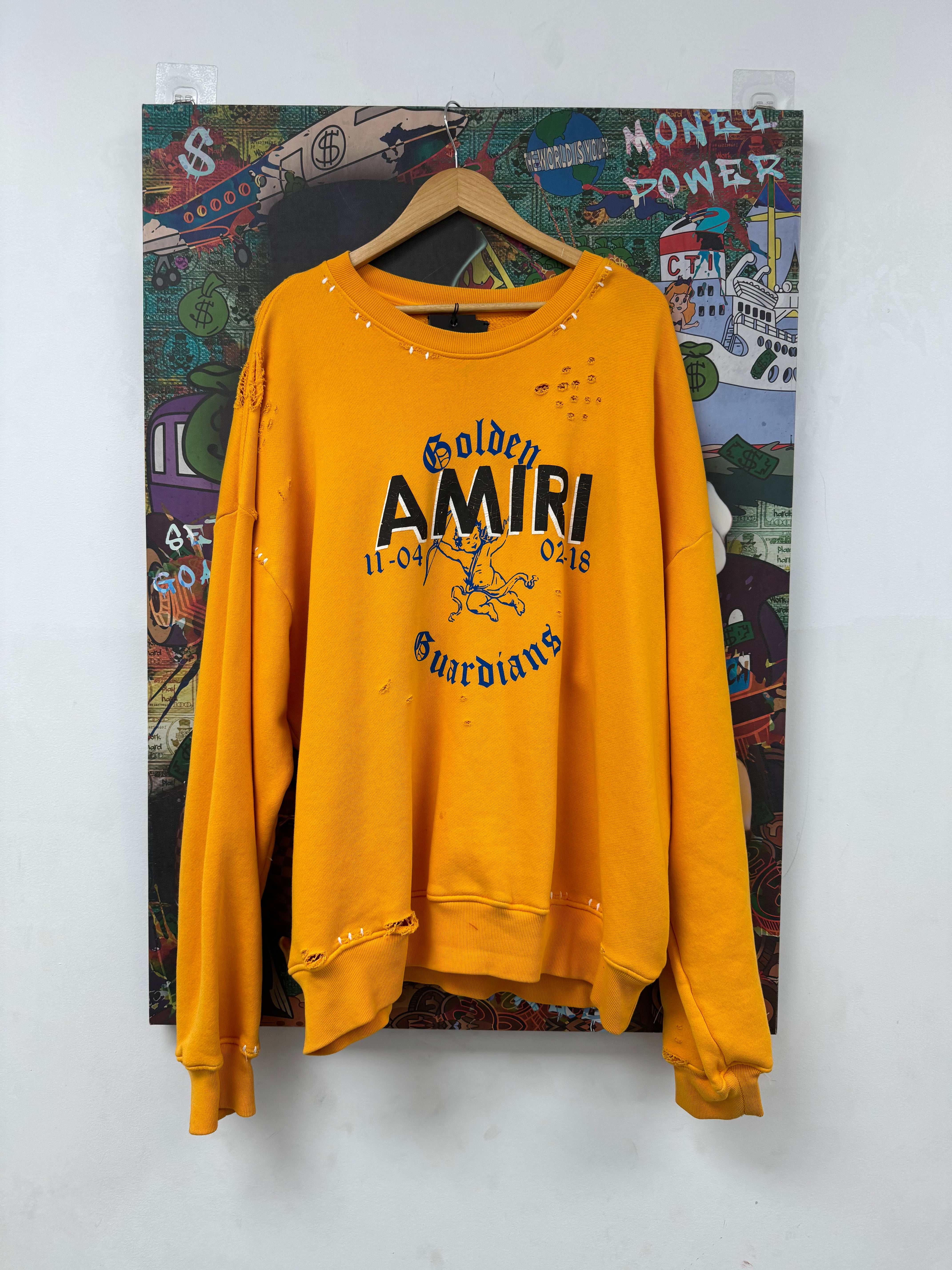 Amiri Golden Guardians Crewneck Yellow Used XL N/A