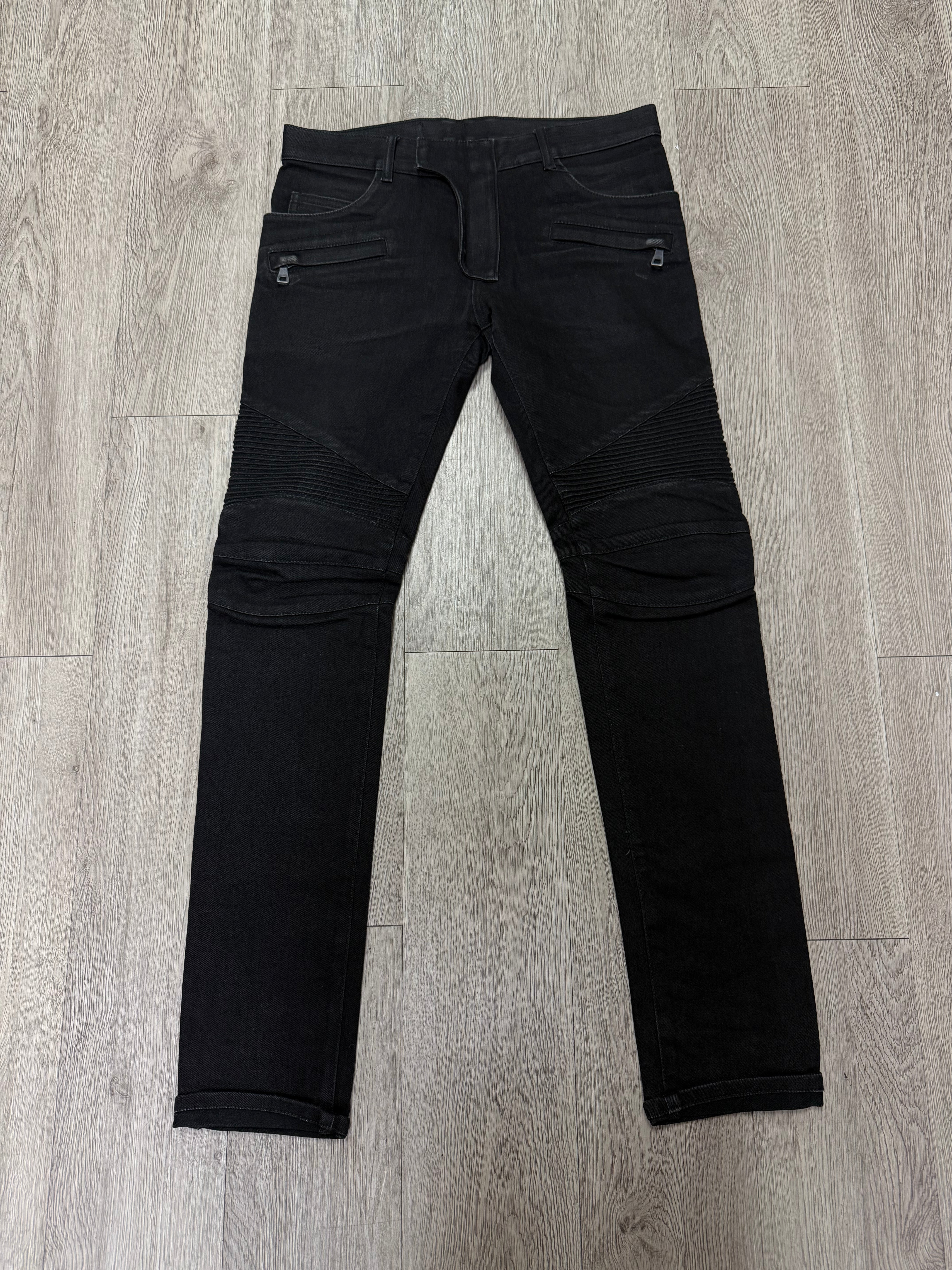 Balmain Black Wash Biker Jeans