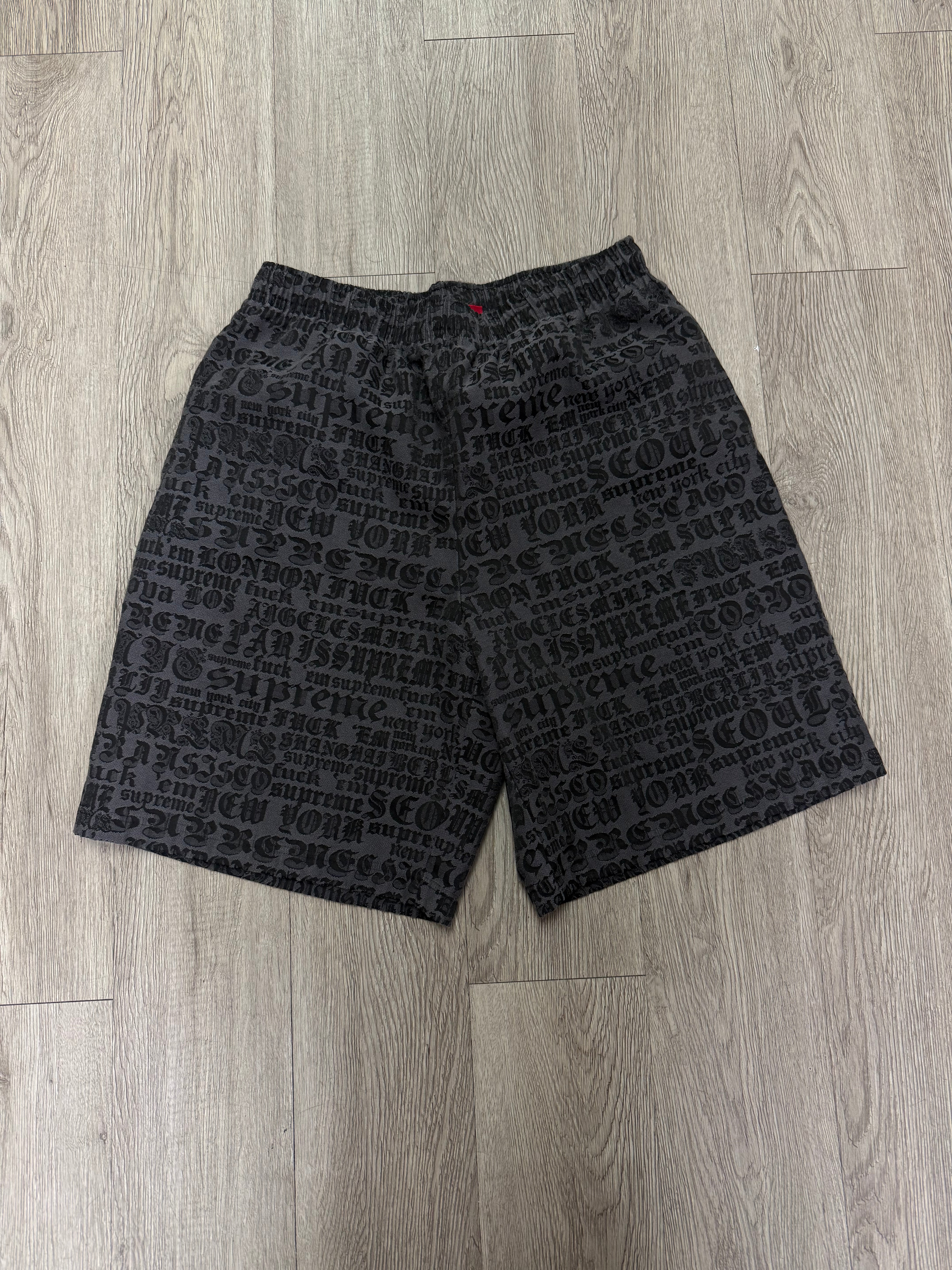 Supreme Black Cities Swim Trunks