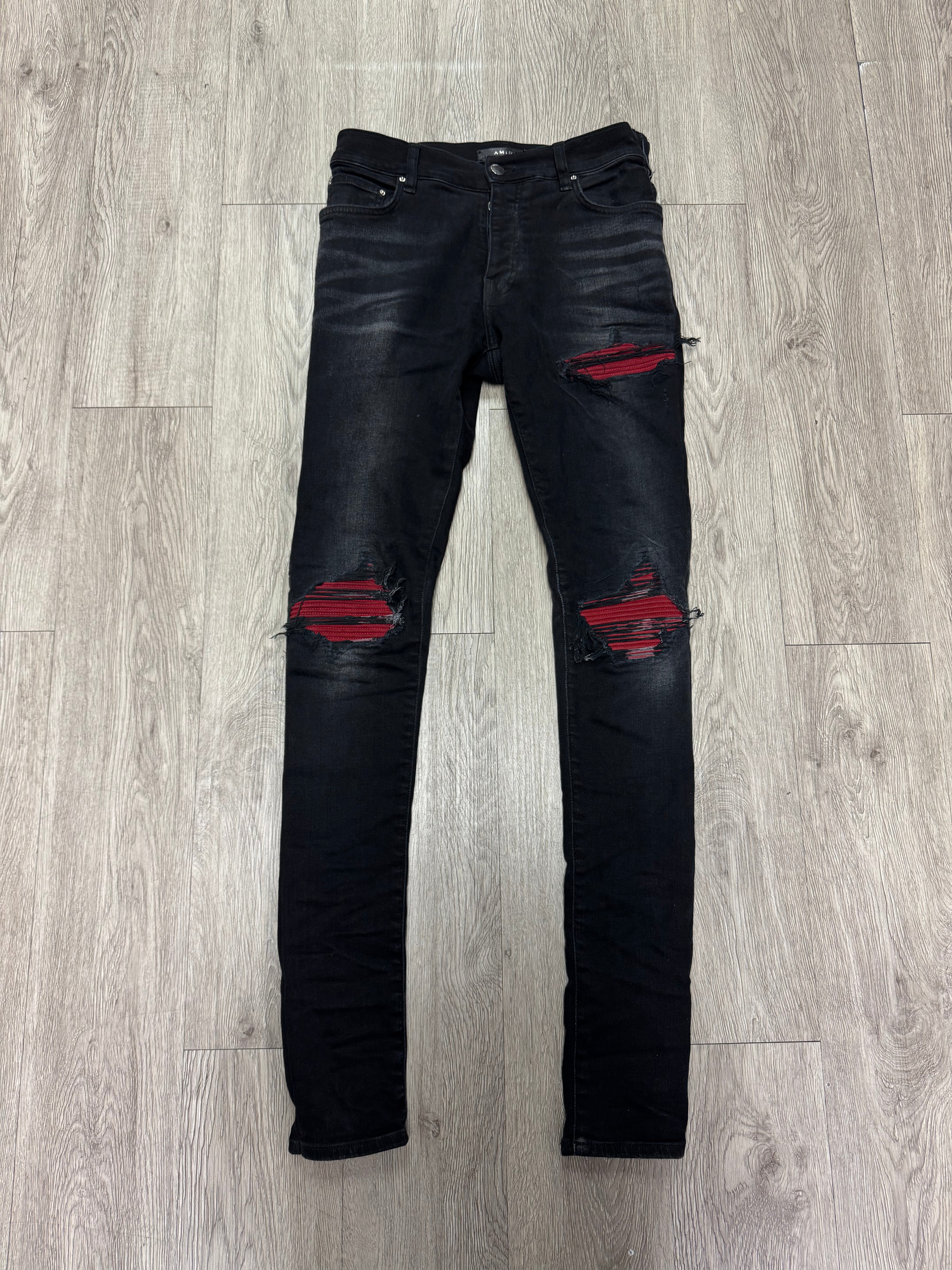 Amiri MX1 Black Wash Red Patch (Altered Fits 28) Jeans