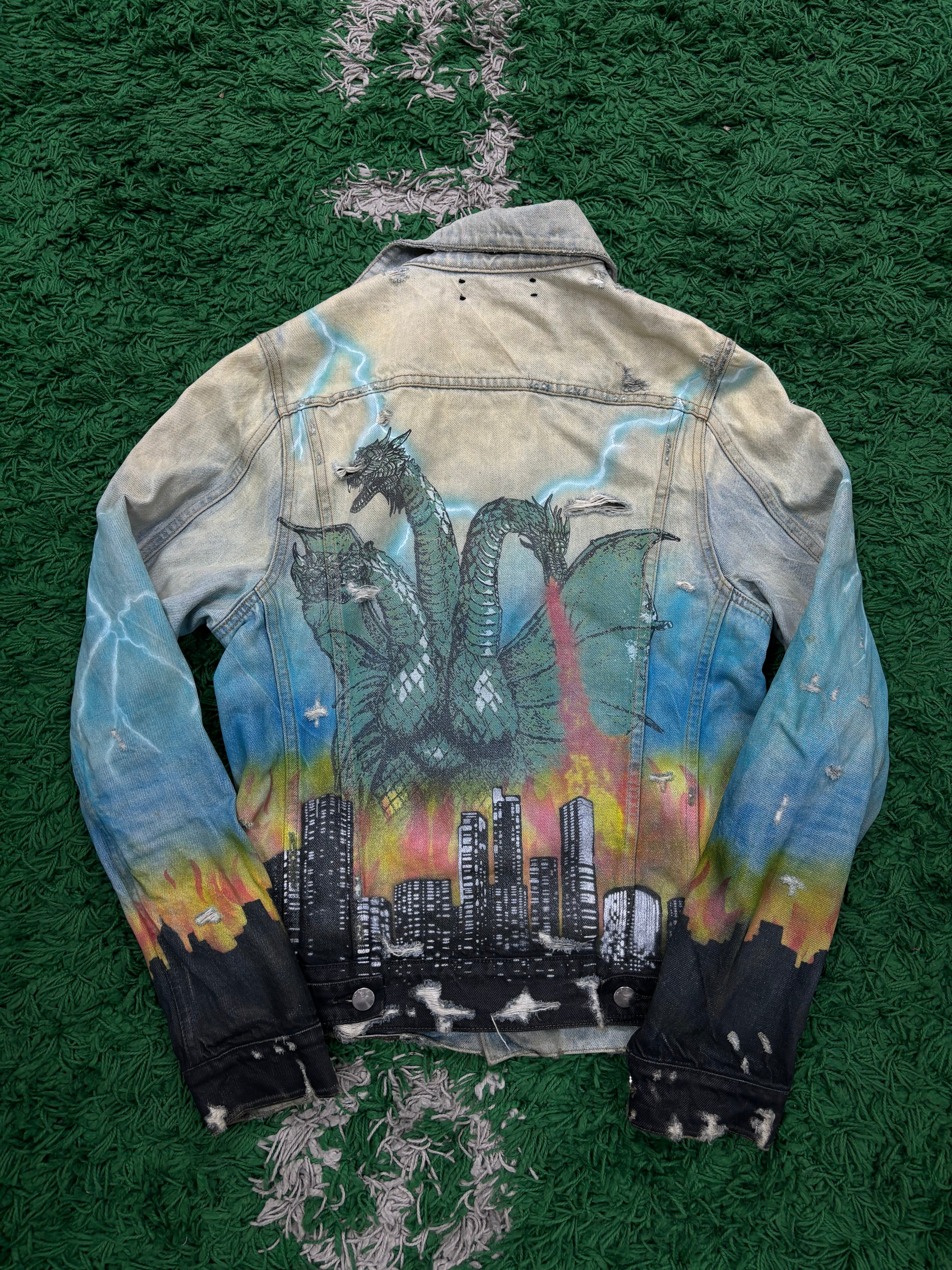 Amiri Denim Jacket Light Wash Dragon Used Small