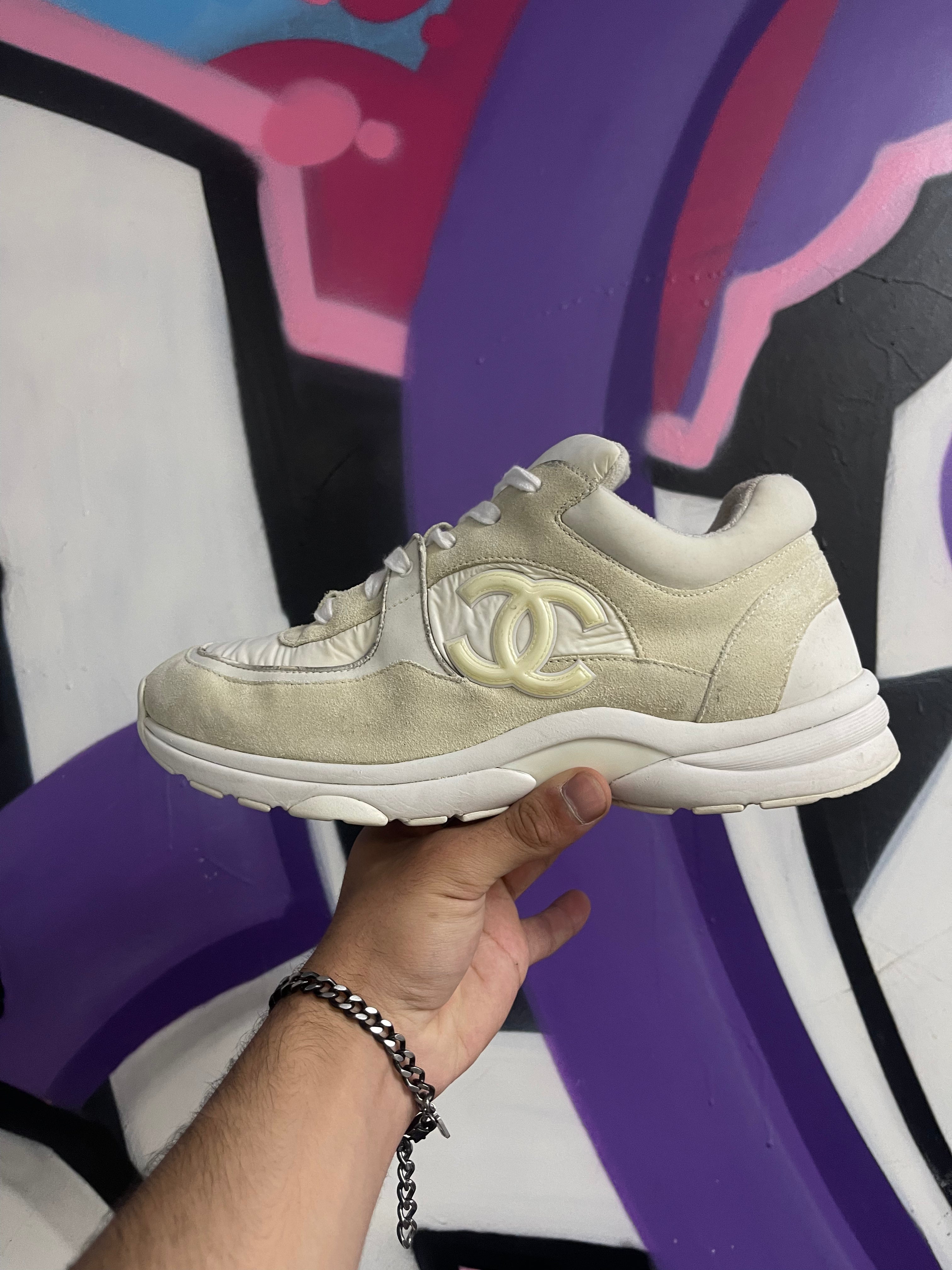 Chanel White CC Runner Sneakers
