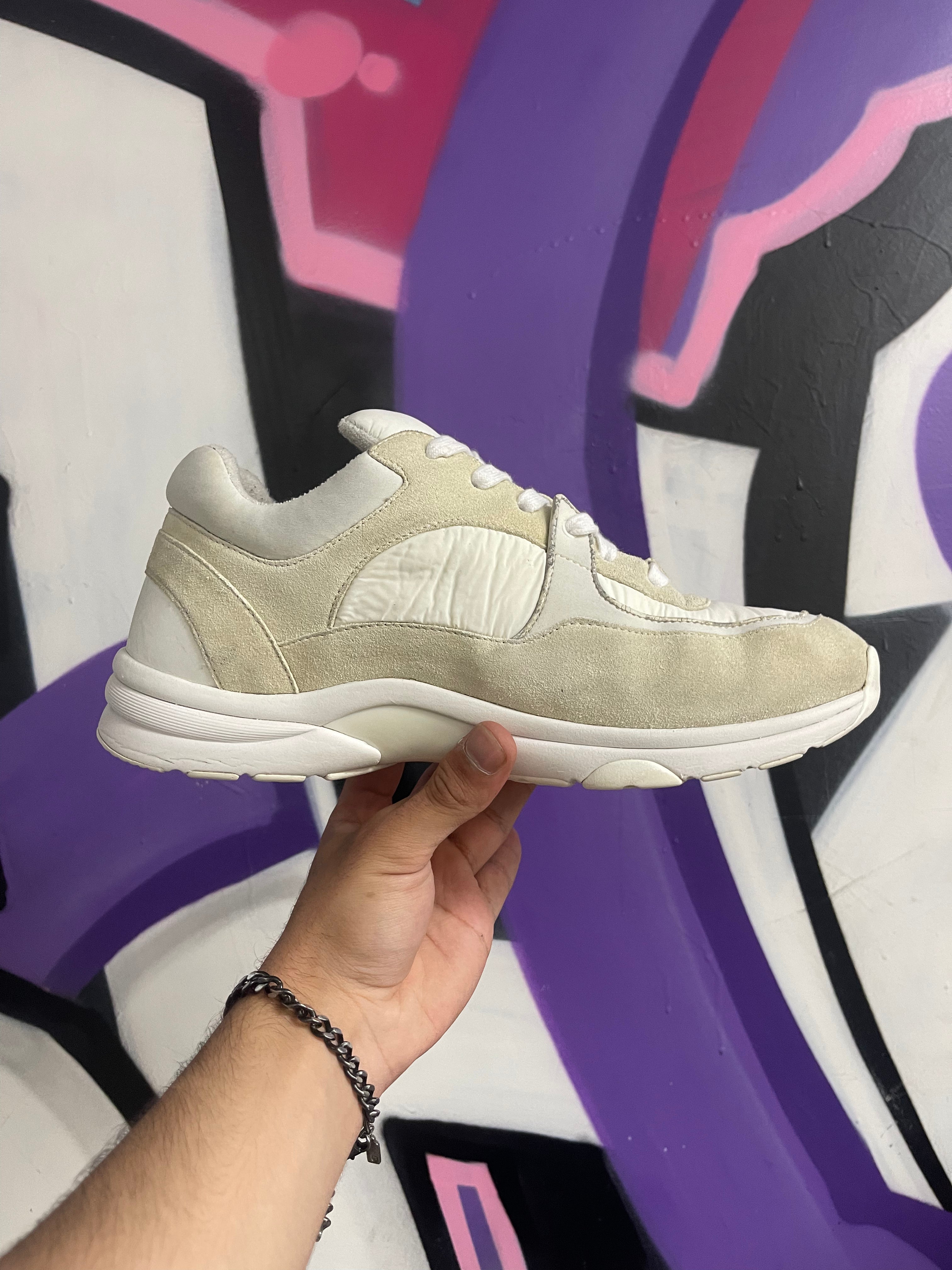 Chanel White CC Runner Sneakers