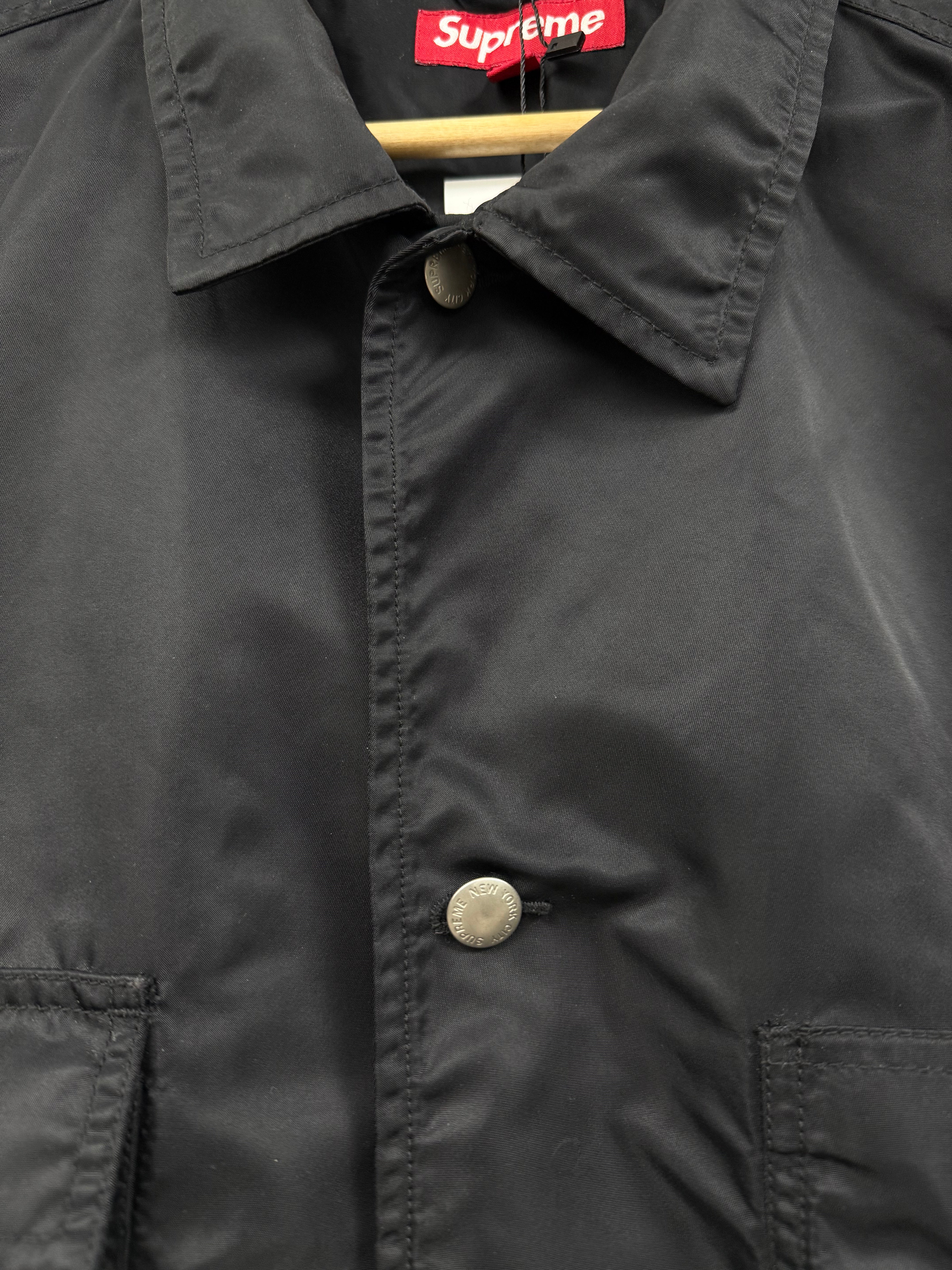 Supreme Black White Classic Logo Nylon Button Up Jacket