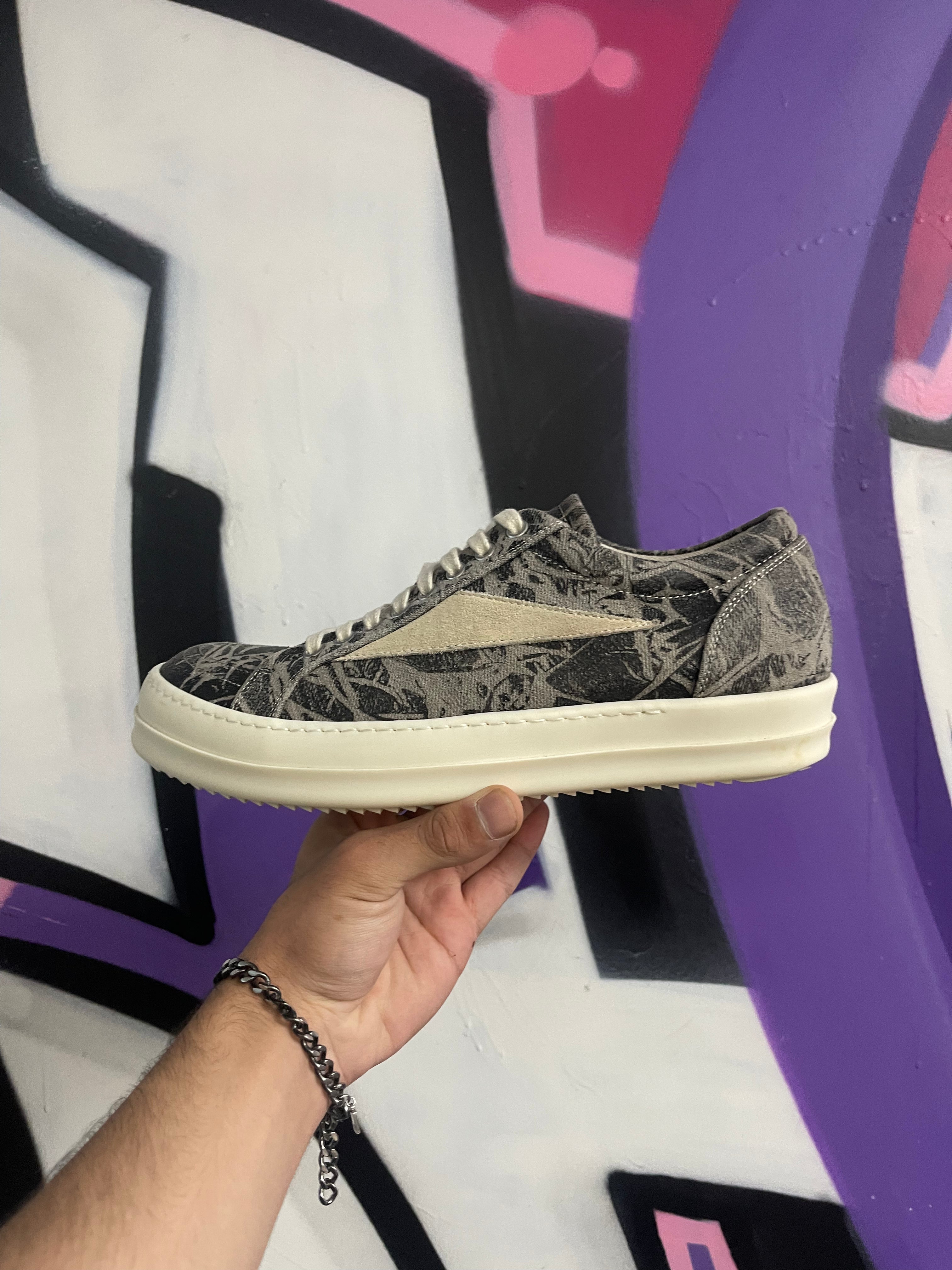 Rick Owens Black Foil Vintage Low Sneakers