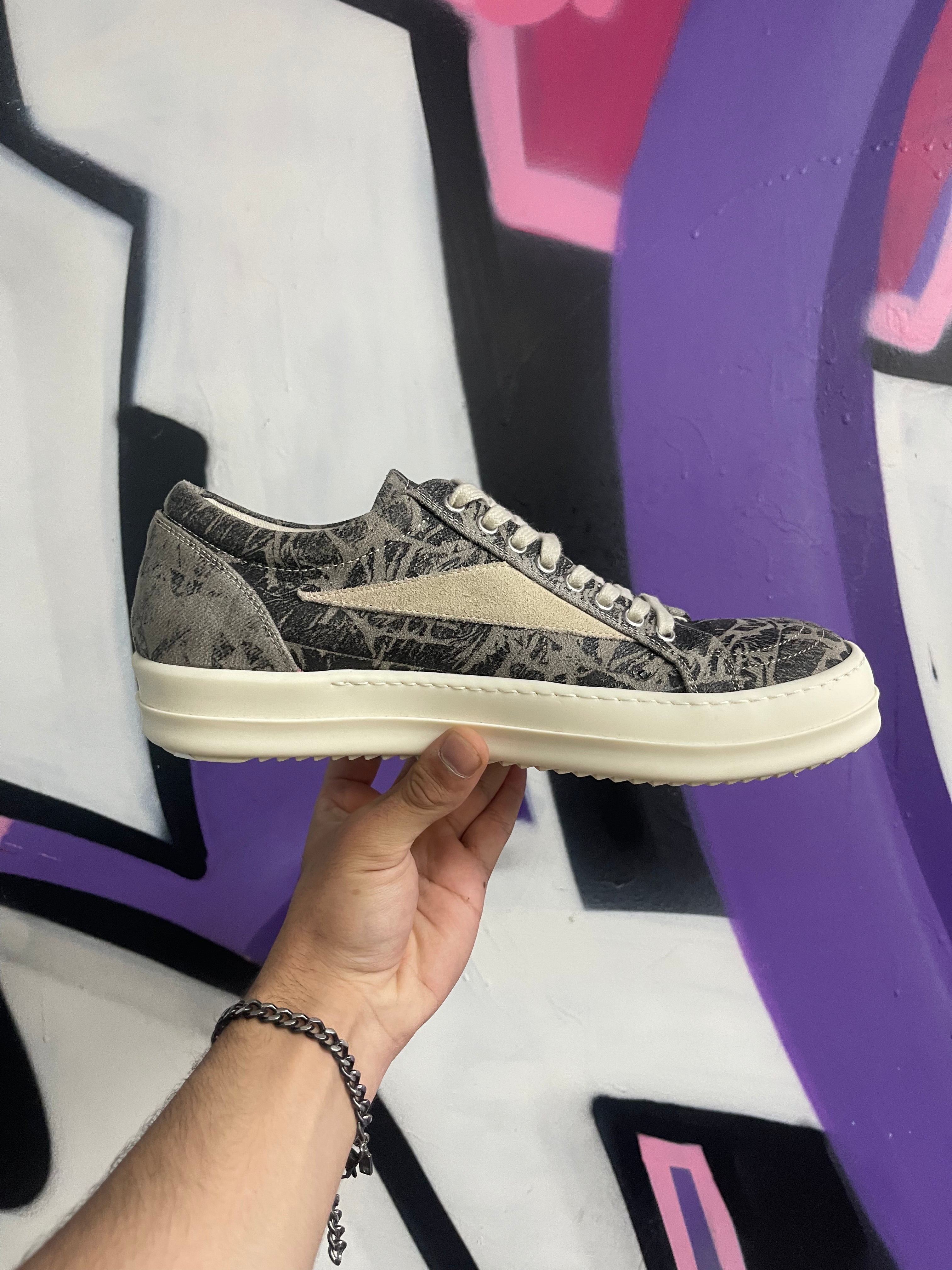 Rick Owens Black Foil Vintage Low Sneakers