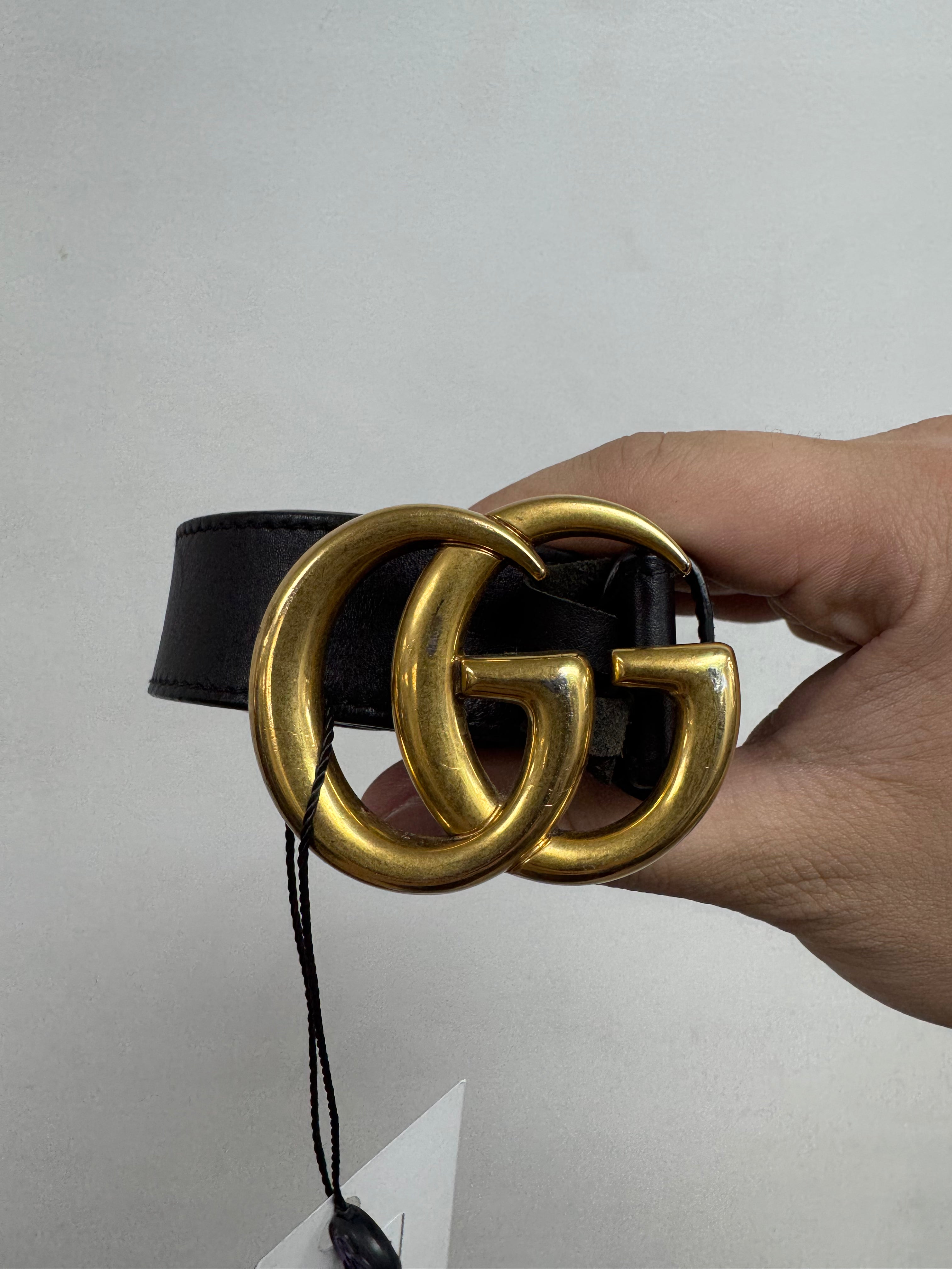 Gucci Black Gold GG Belt