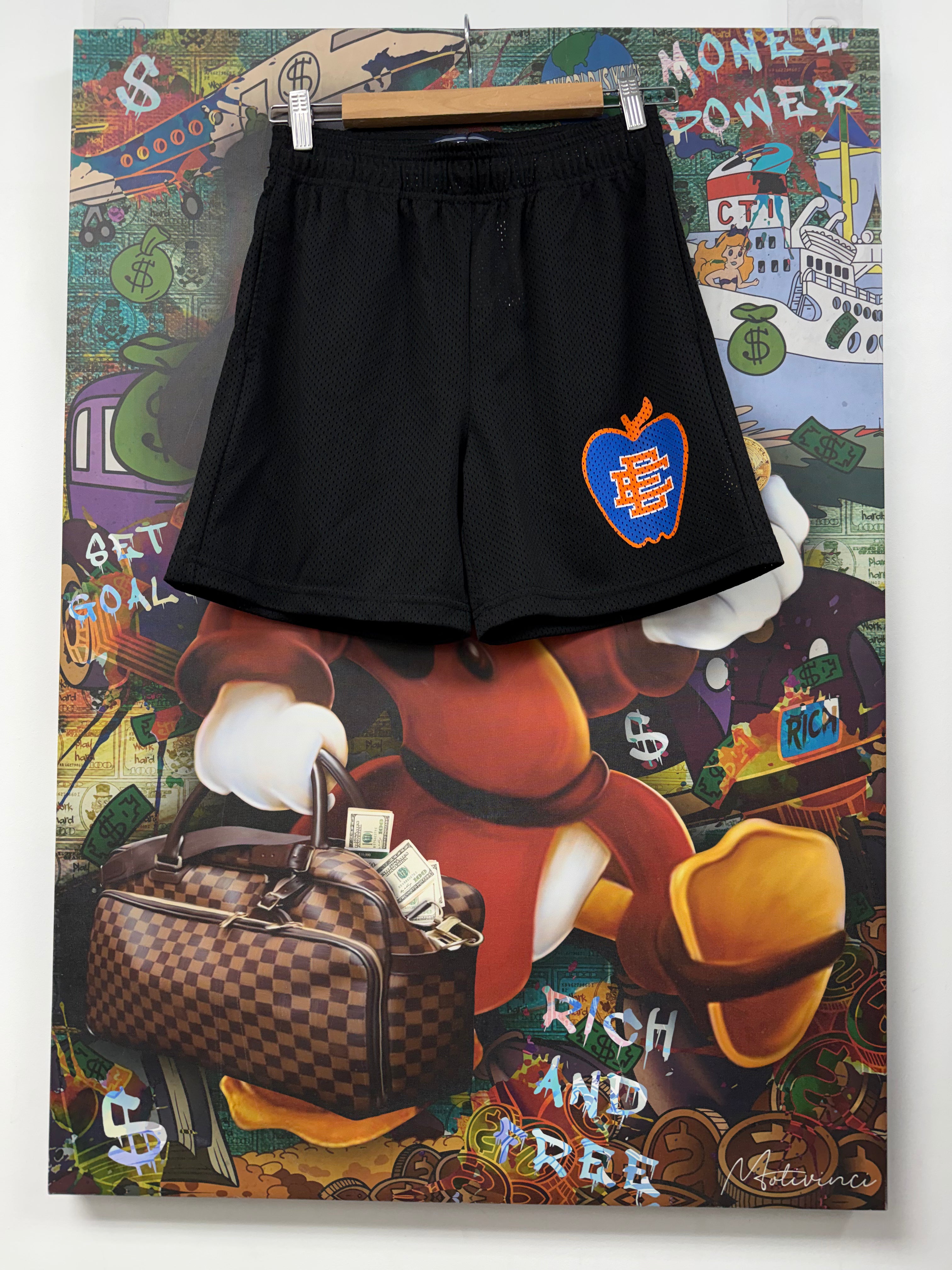 Eric Emanuel Black Orange Apple Shorts