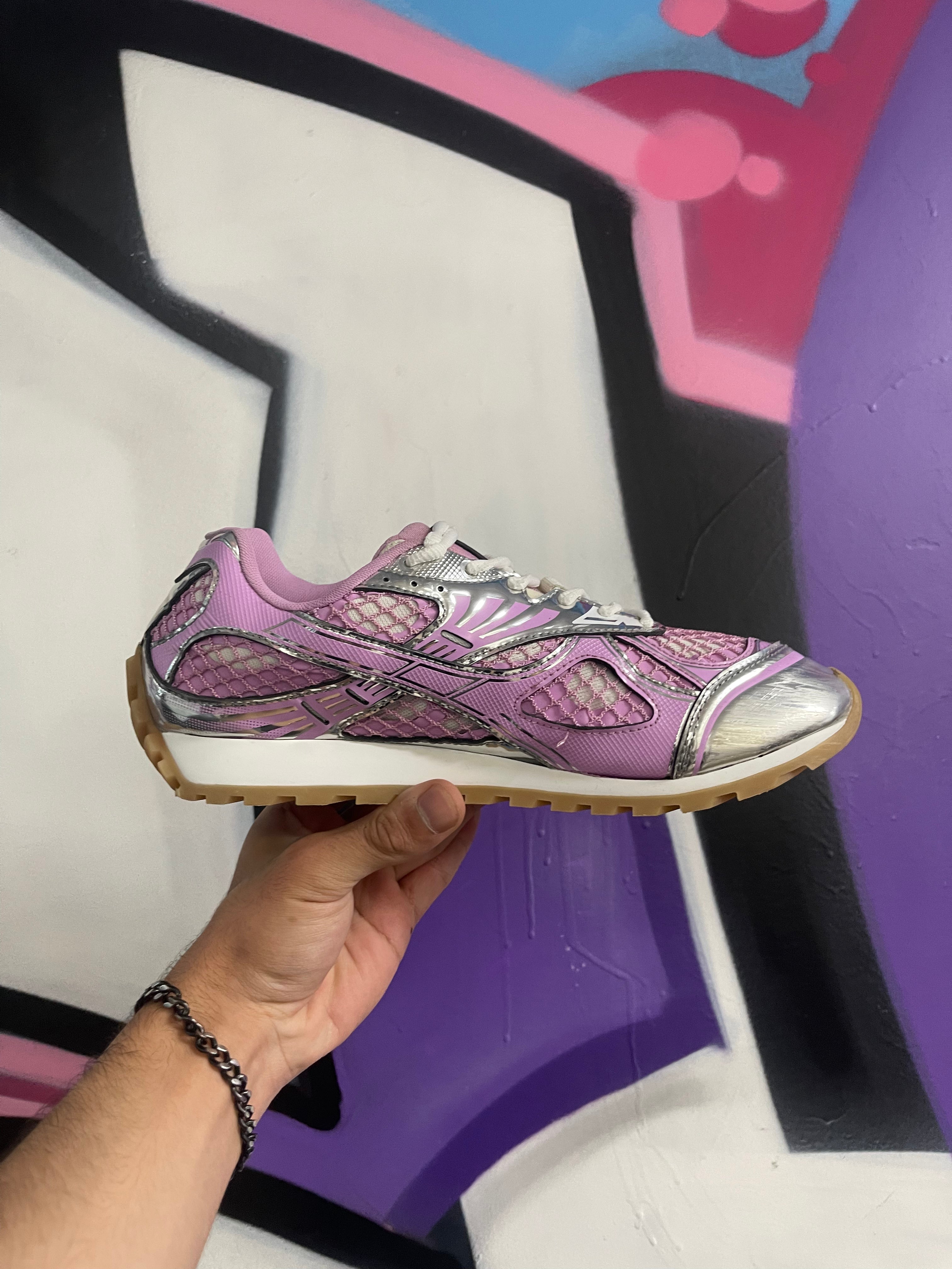 Bottega Veneta Pink Silver Orbit Sneakers