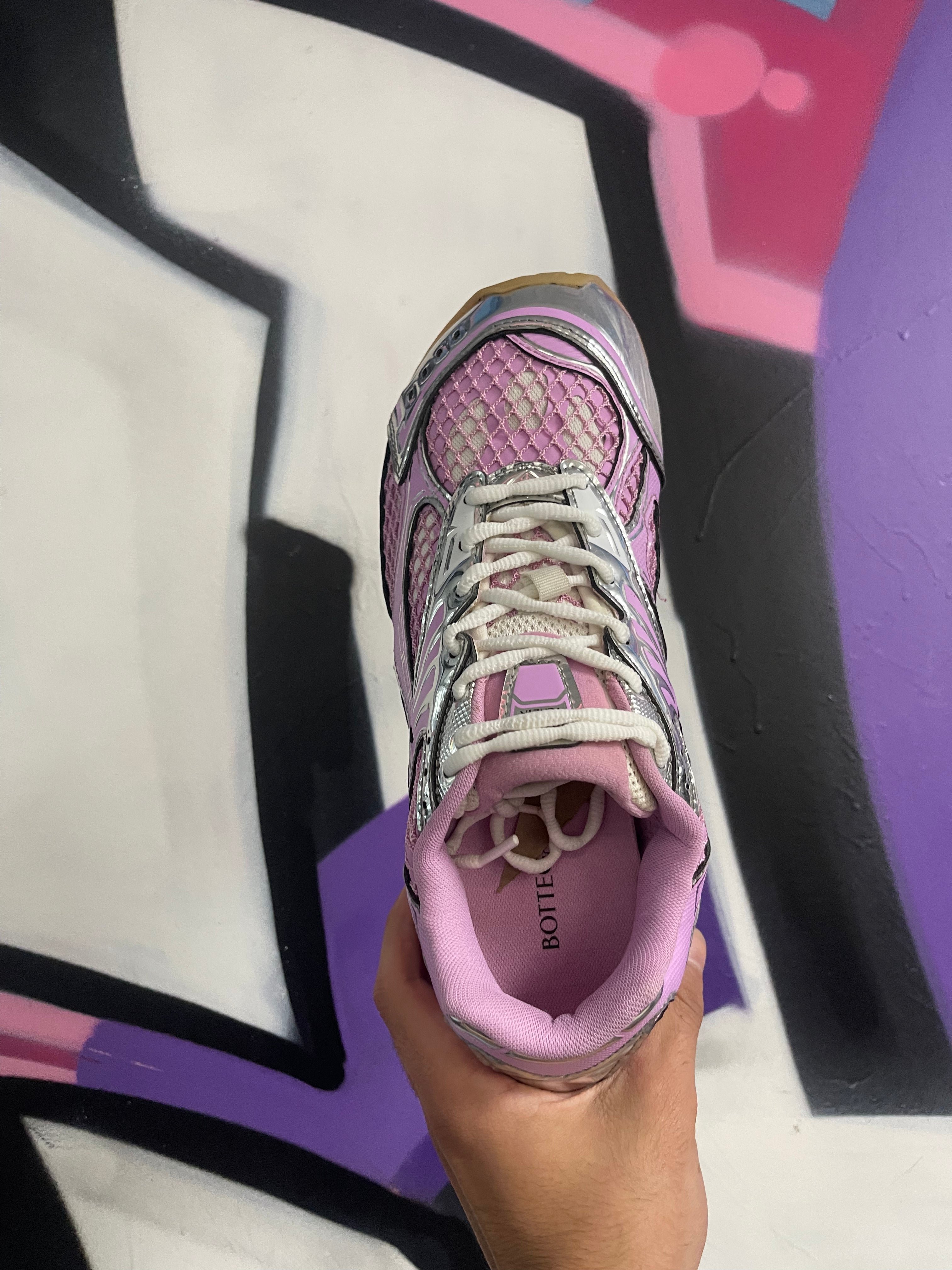 Bottega Veneta Pink Silver Orbit Sneakers