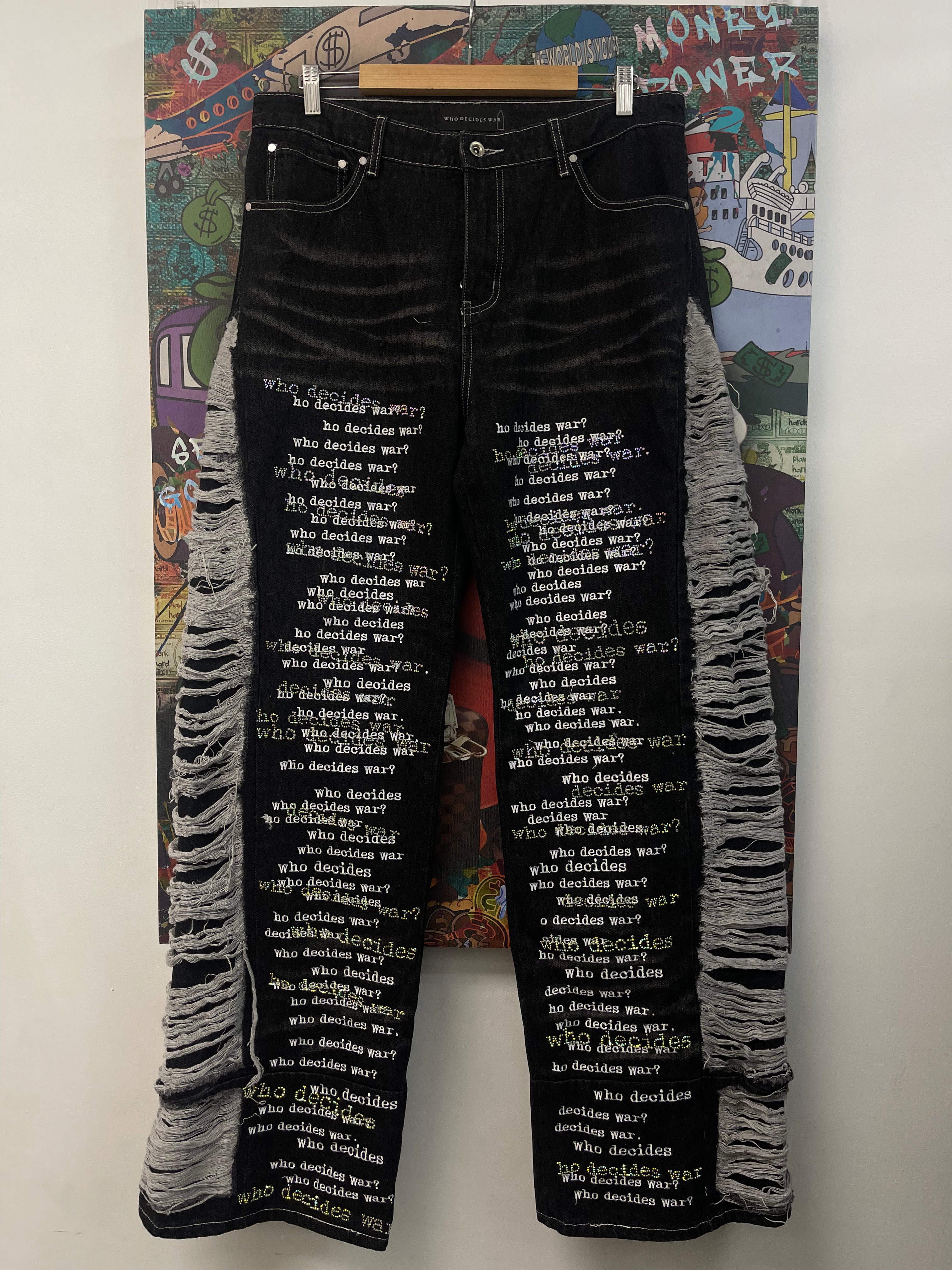 Who Decides War Black Wash Scripture Ultra Flare Jeans