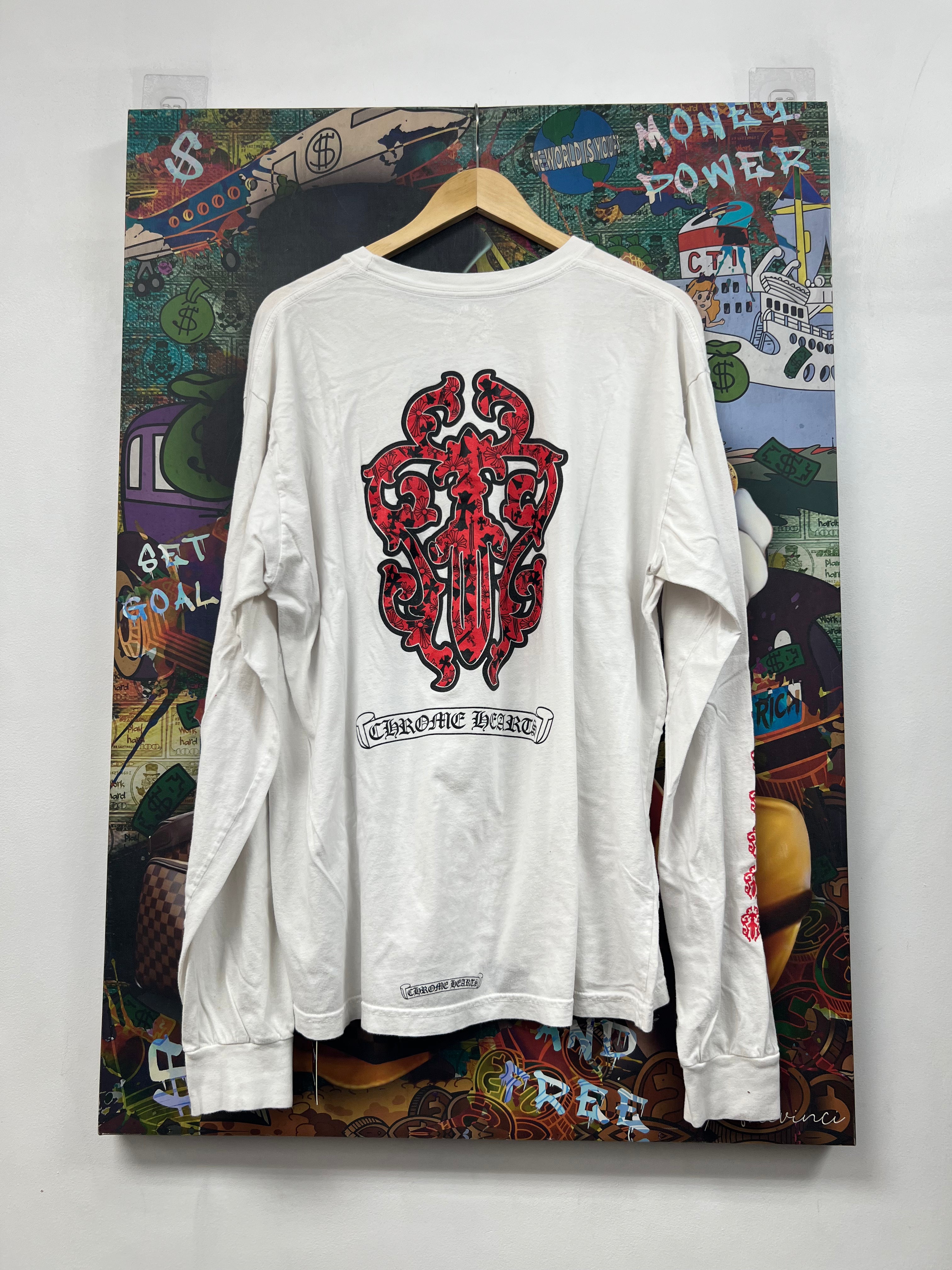 Chrome Hearts White Red Vine Dagger Long Sleeve