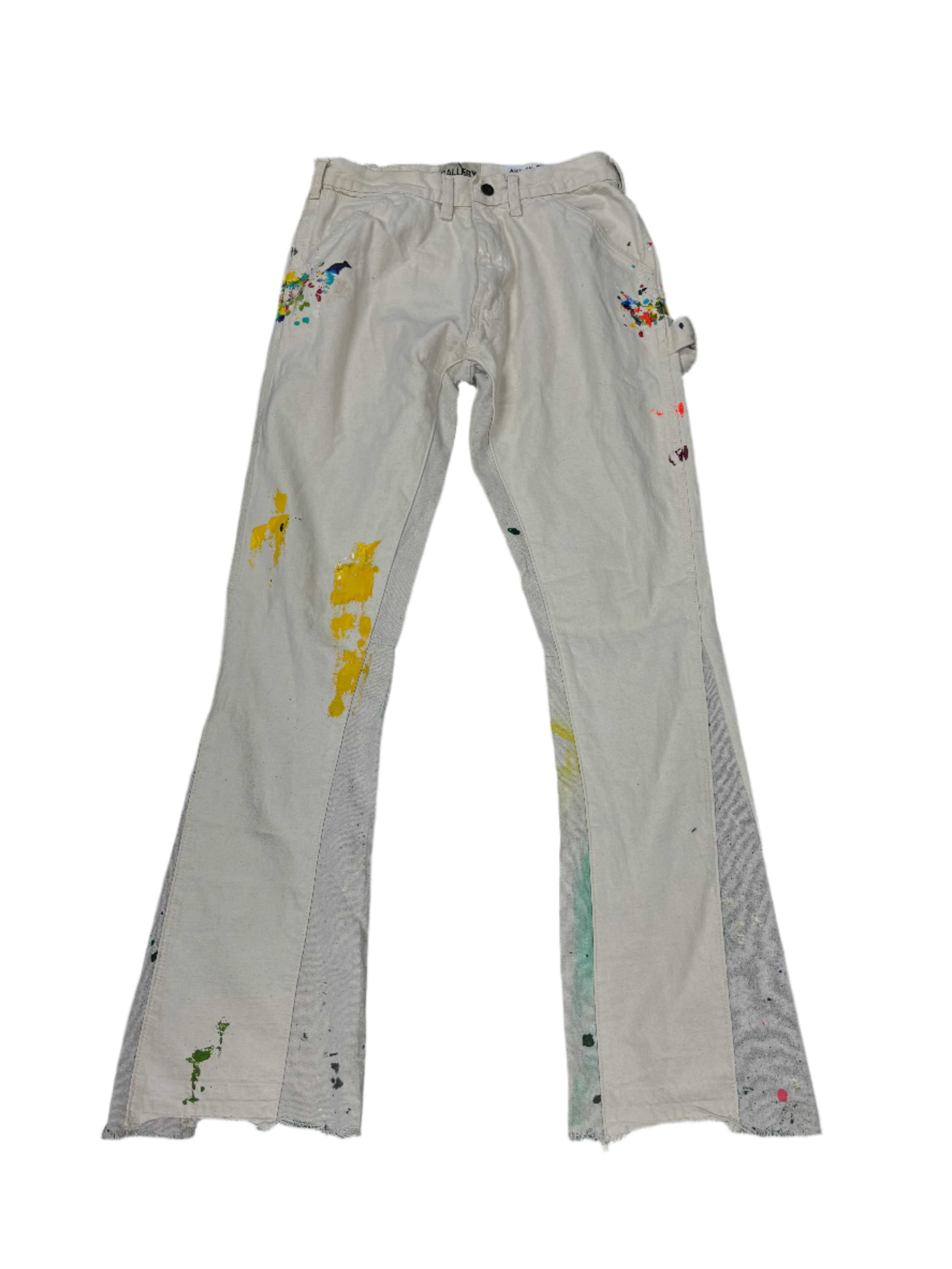 Gallery Dept Paint Splatter Beige Flared Jeans