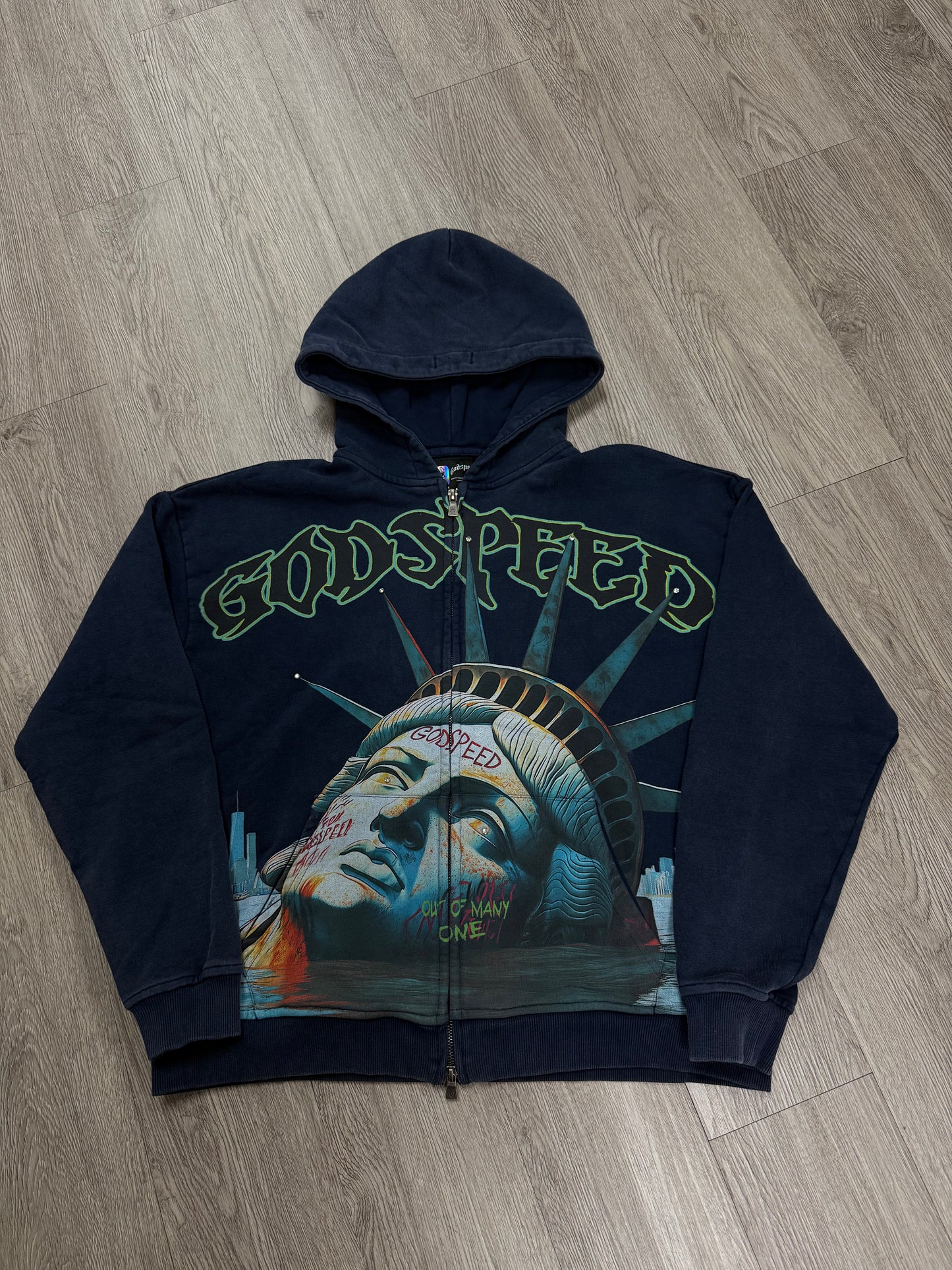 Godspeed "Sunken Liberty" Navy Wash Hoodie