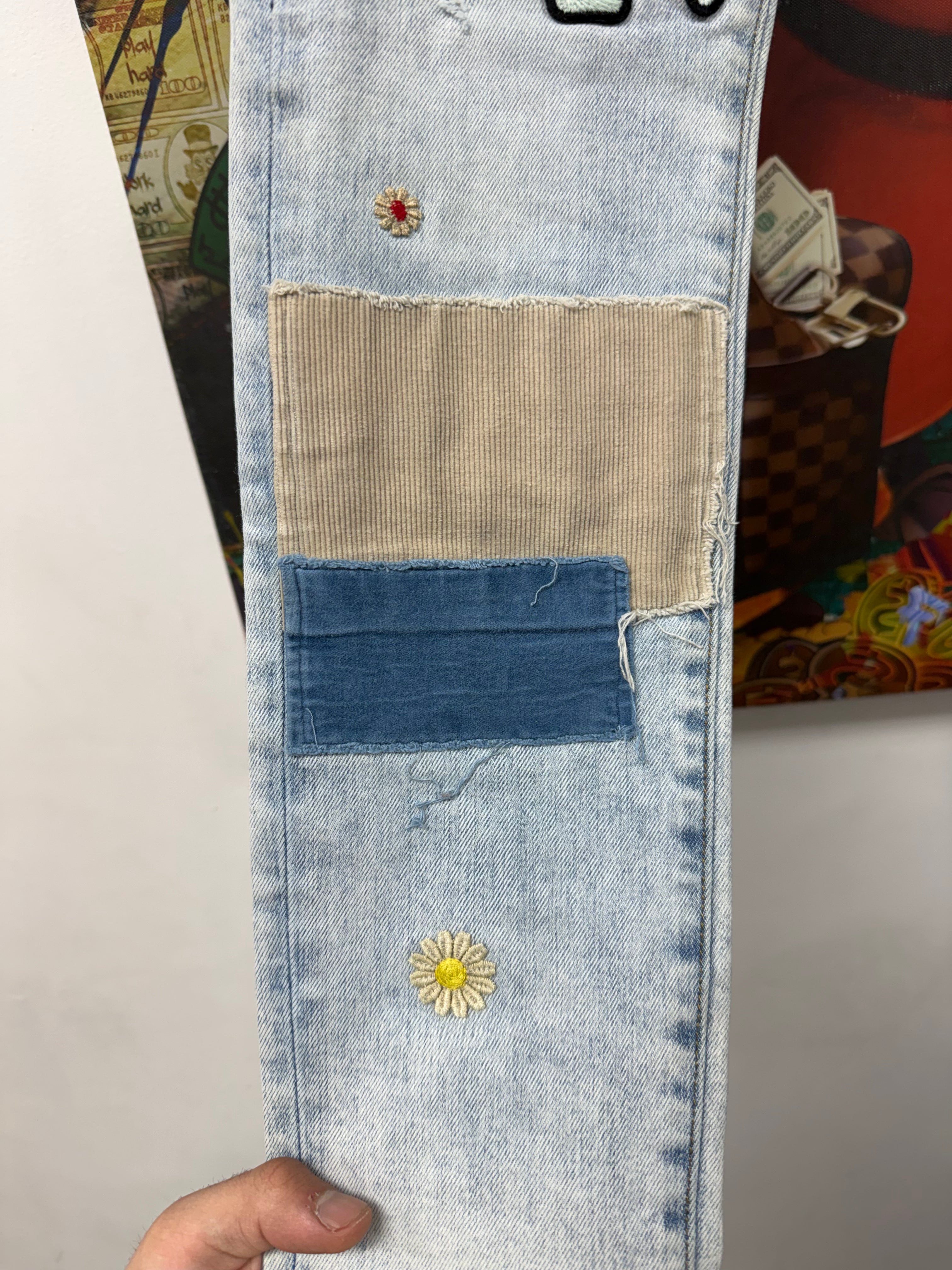 Amiri Light Wash Grateful Dead Patchwork Jeans