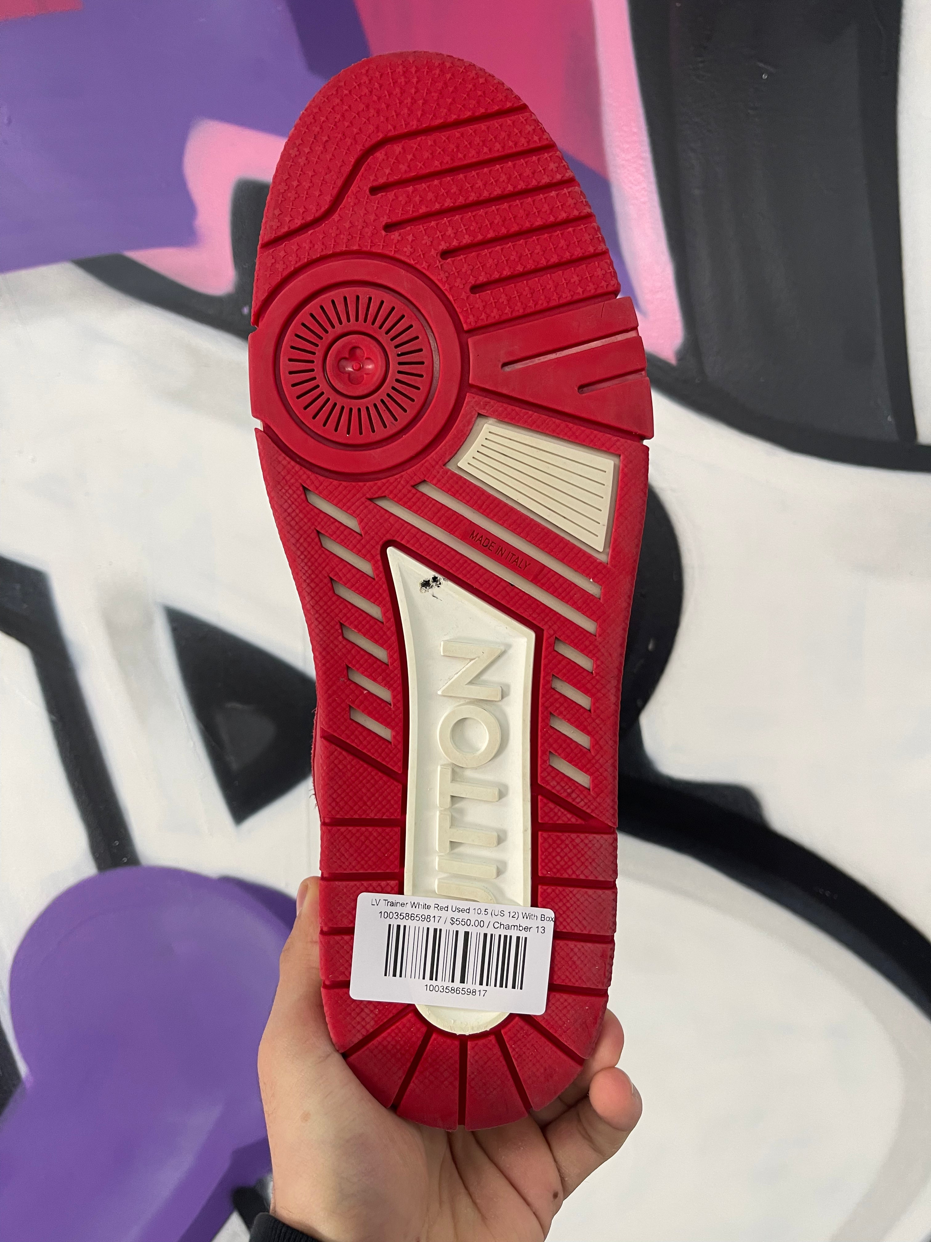 LV Trainer White Red Used 10.5 (US 12) With Box