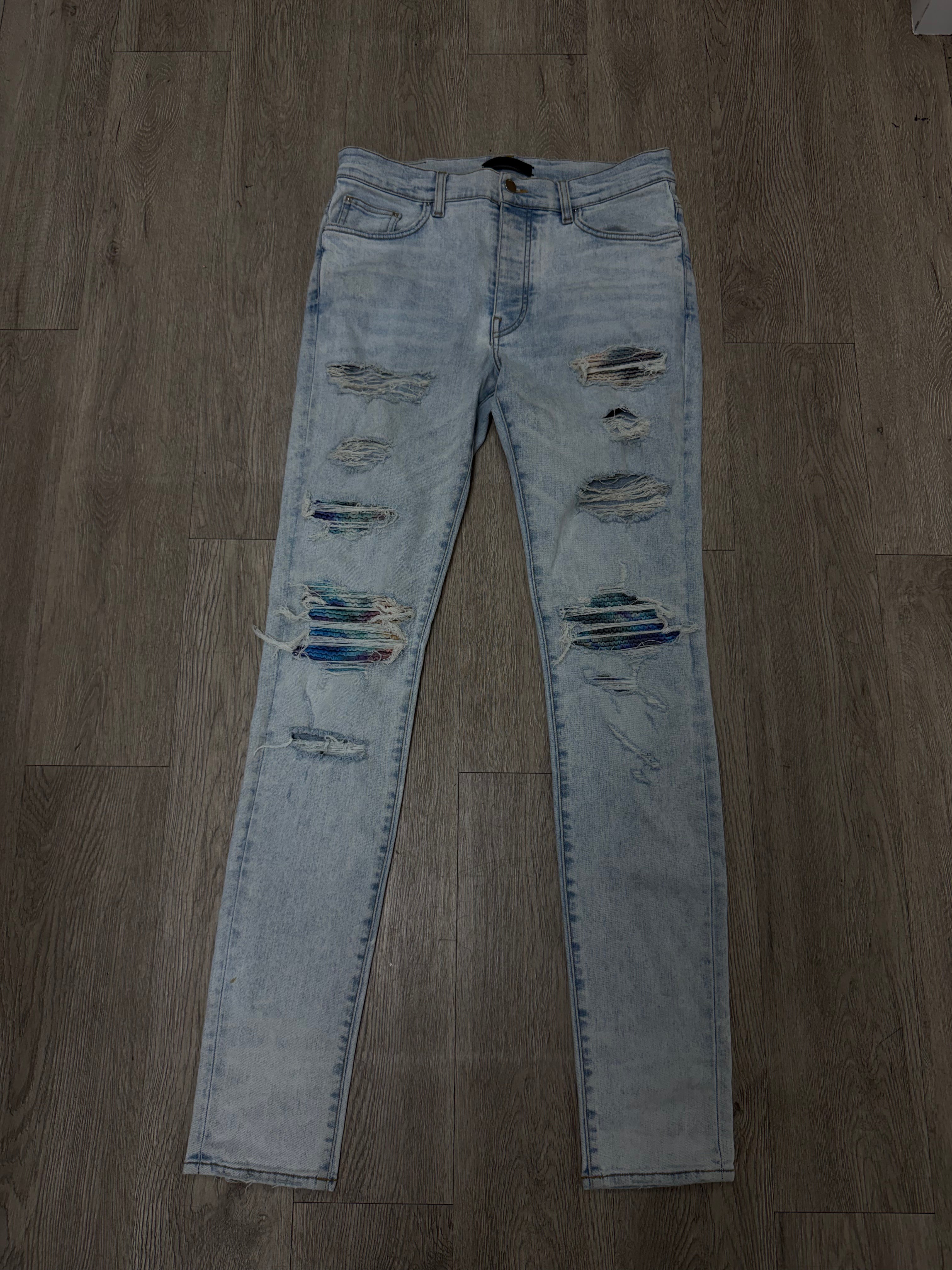Amiri MX1 Stone Wash Multi Color Patch Jeans