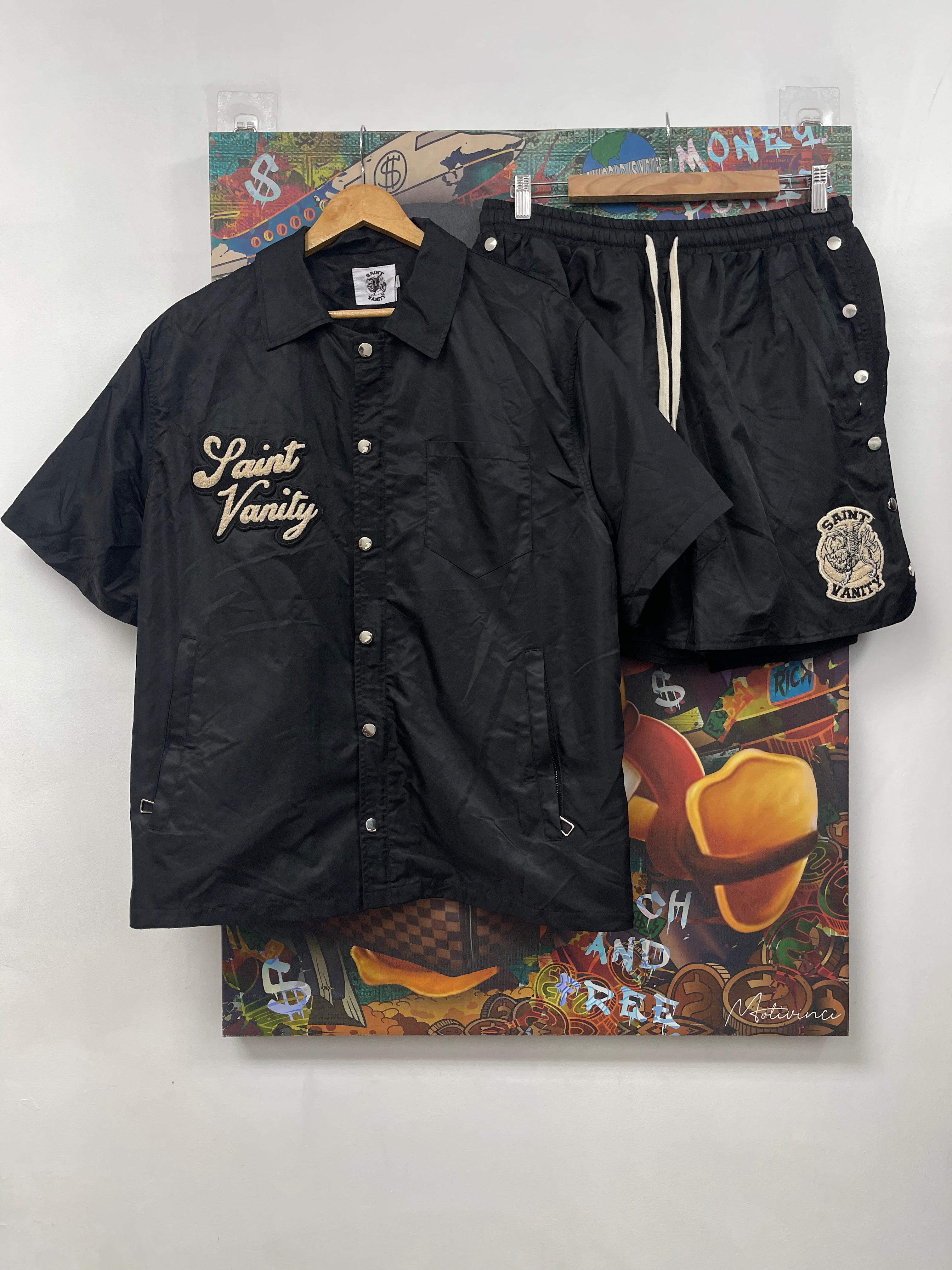 Saint Vanity Black Cream Nylon Set