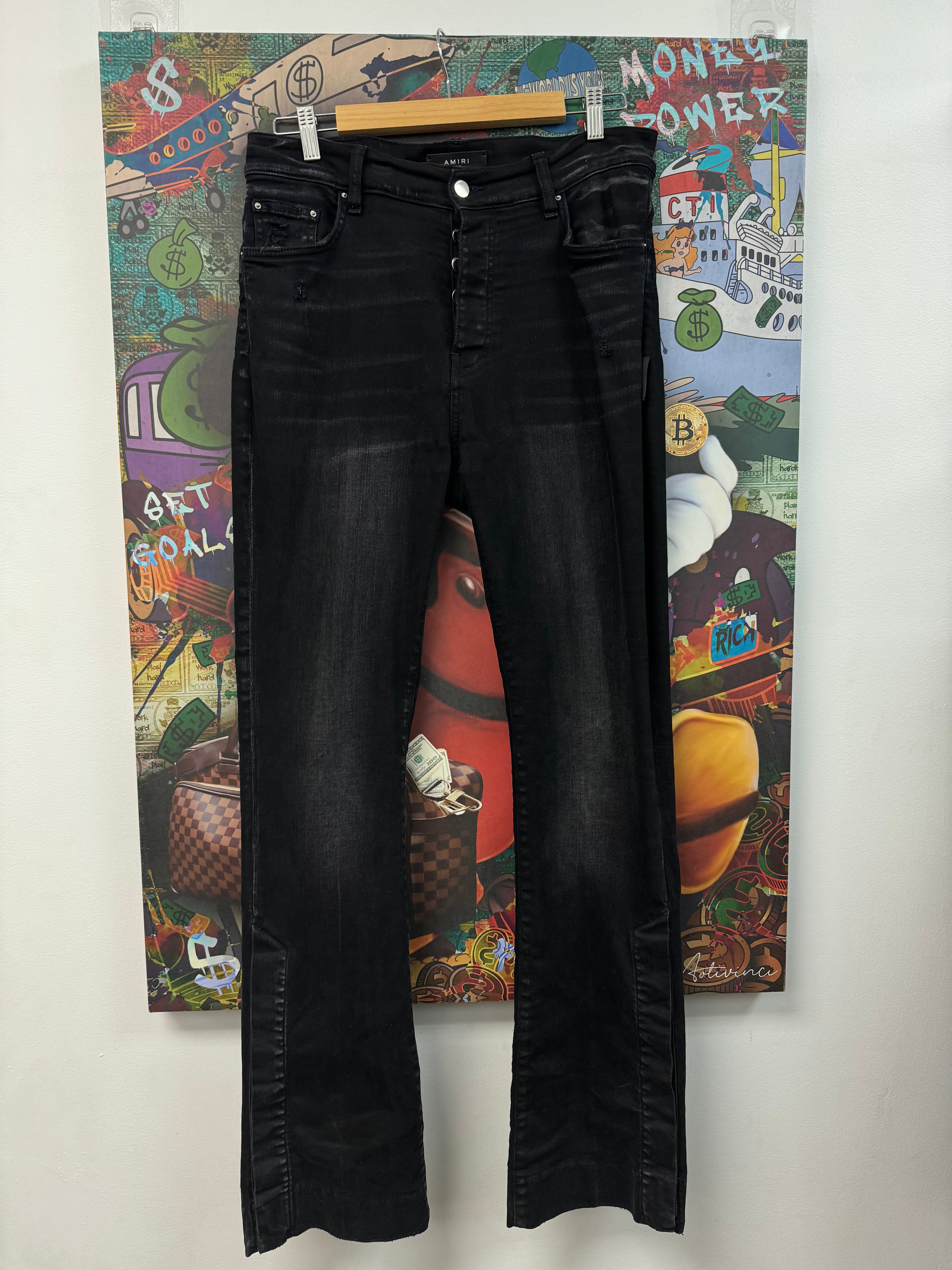 Amiri Black Wash Flare Jeans