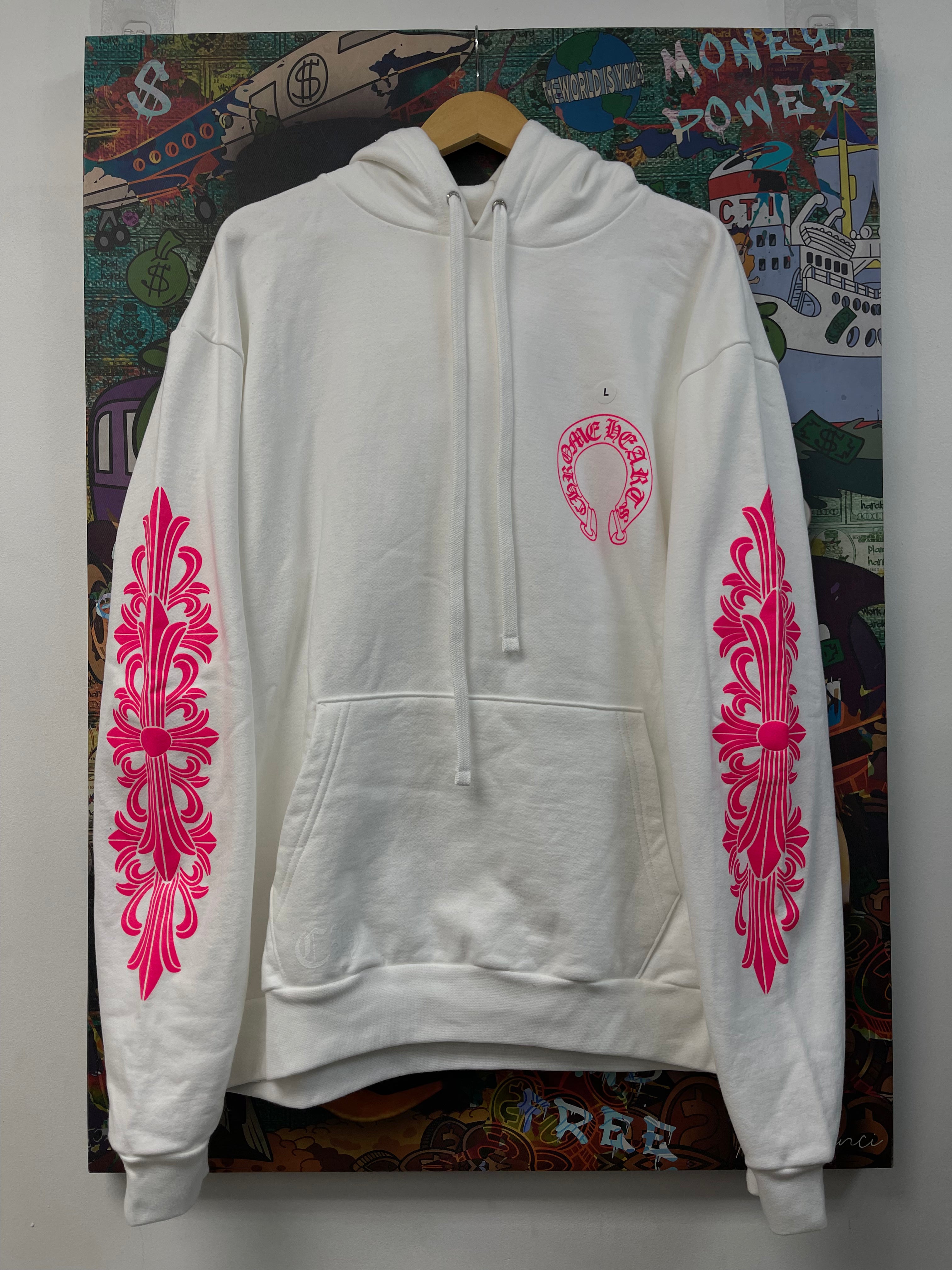 Chrome Hearts White Pink Horseshoe Hoodie
