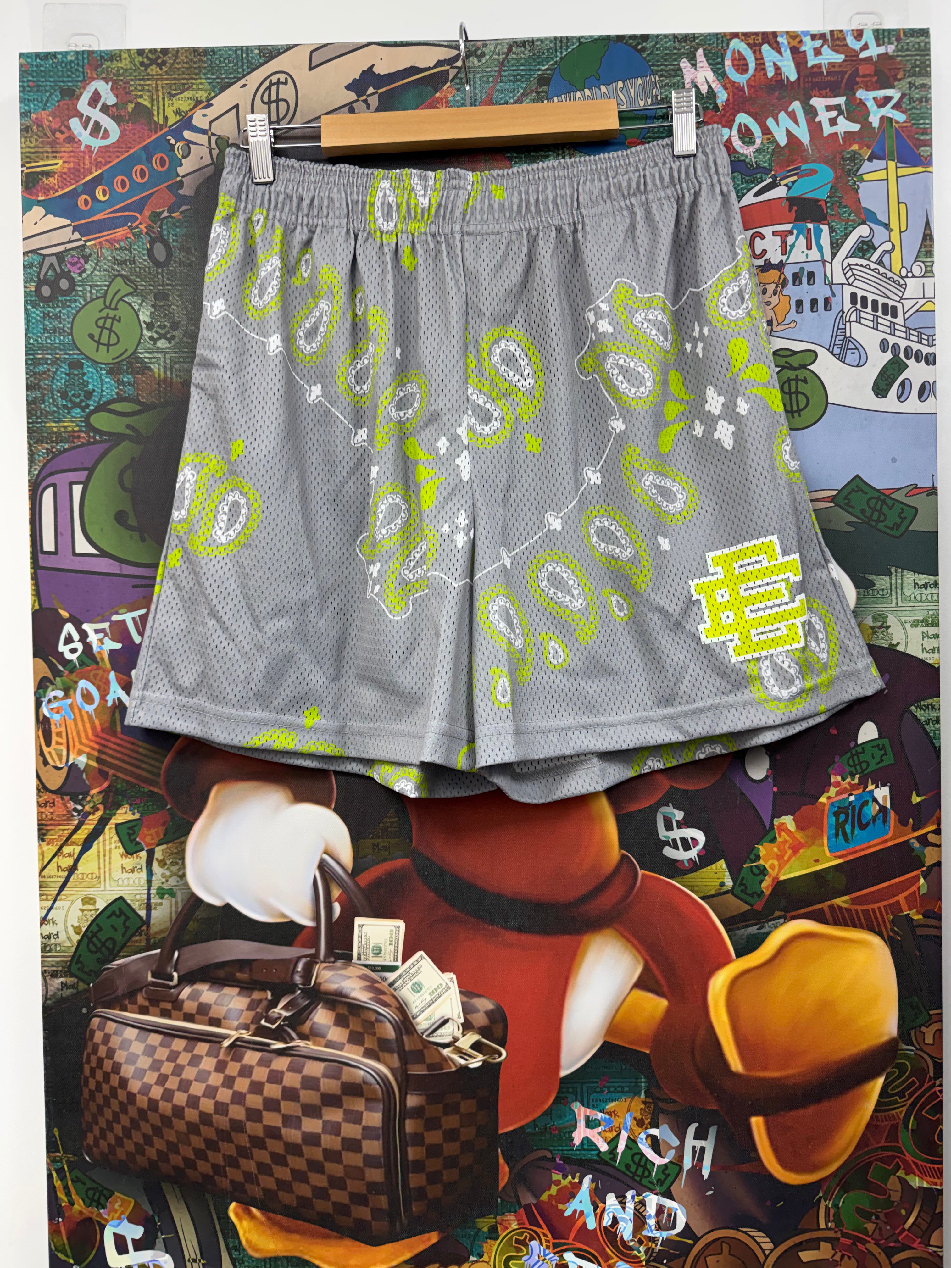 Eric Emanuel Grey Neon Paisley Shorts