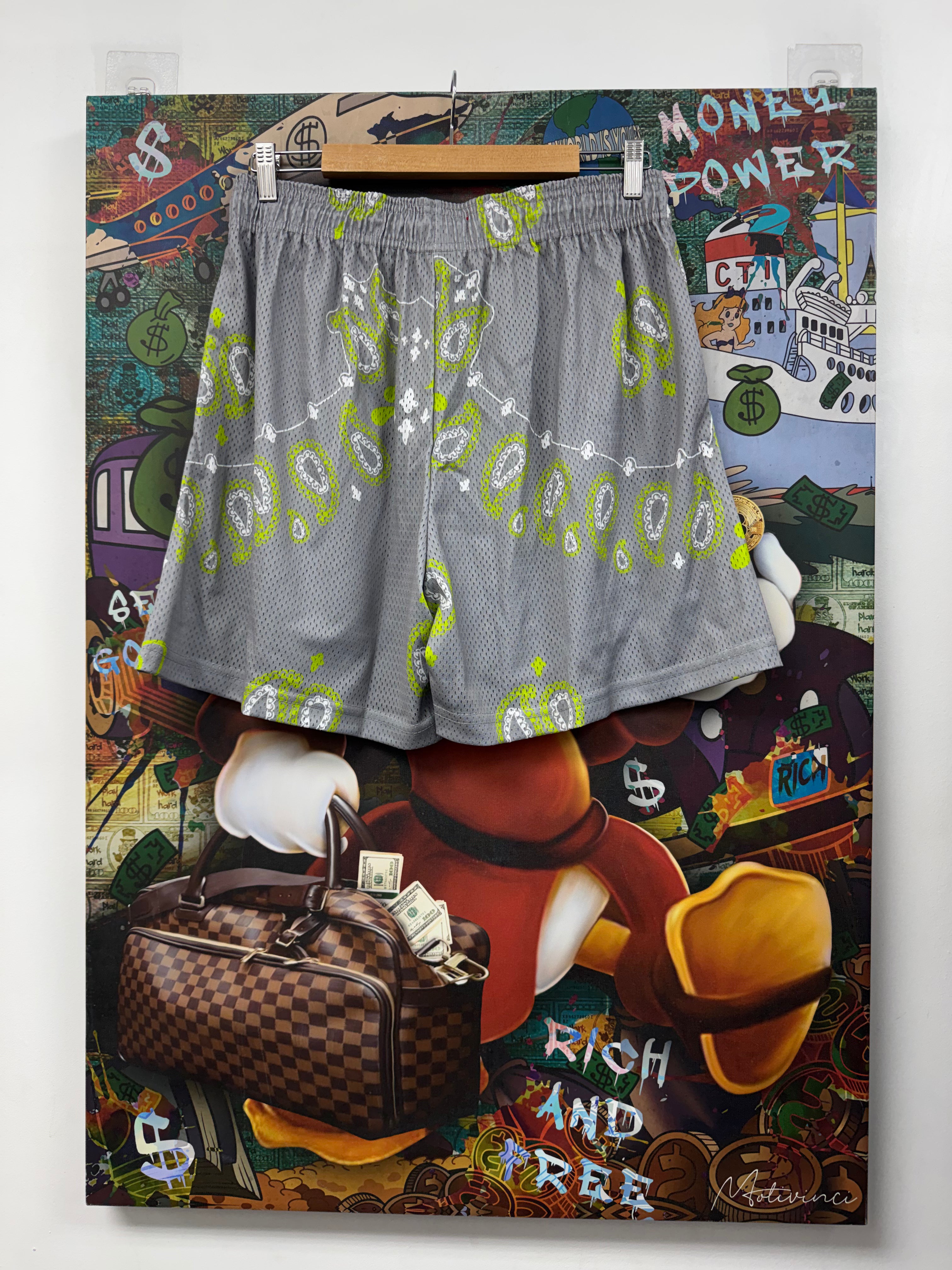 Eric Emanuel Grey Neon Paisley Shorts