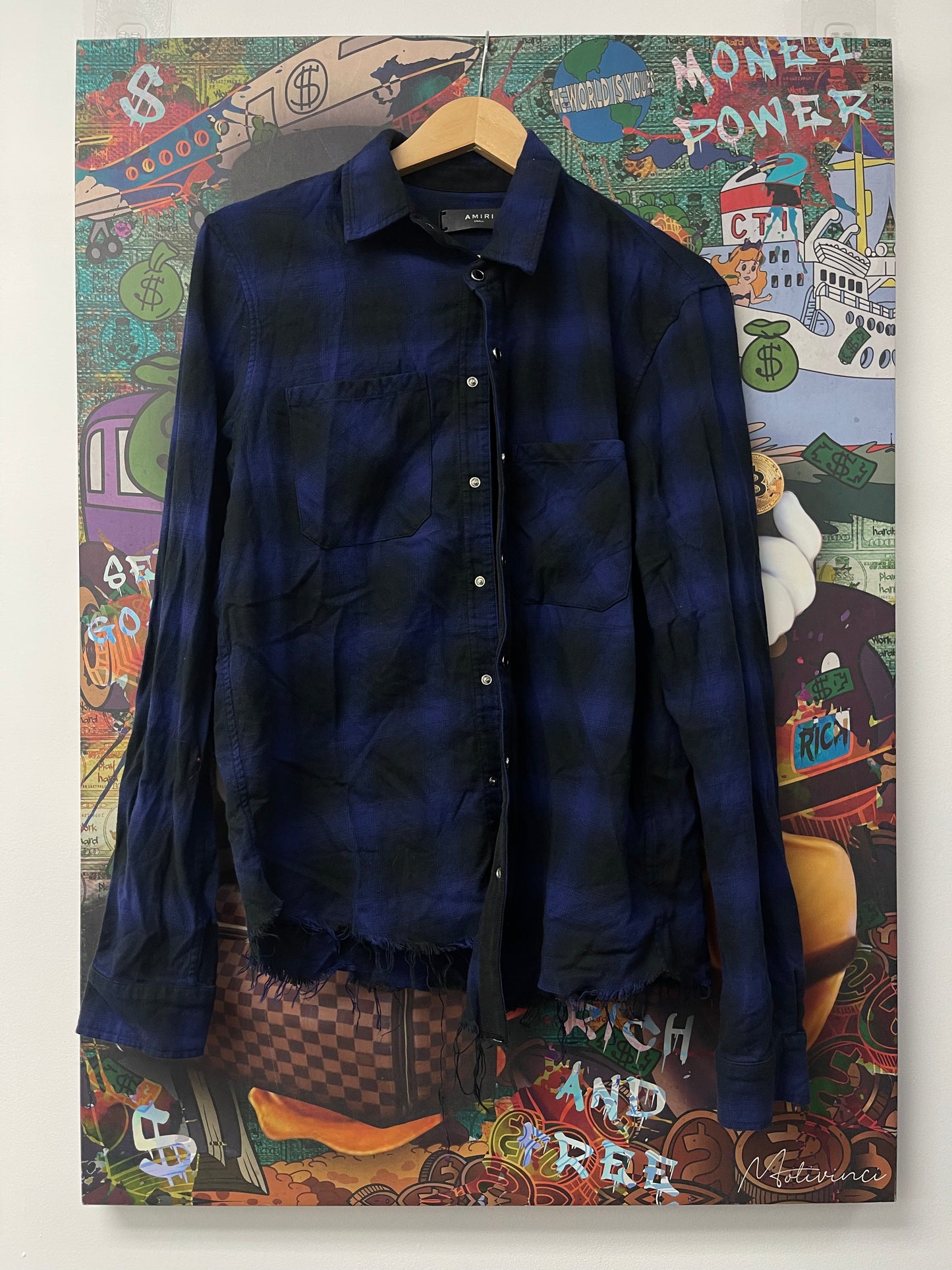 Amiri Blue Flannel Button Up Used