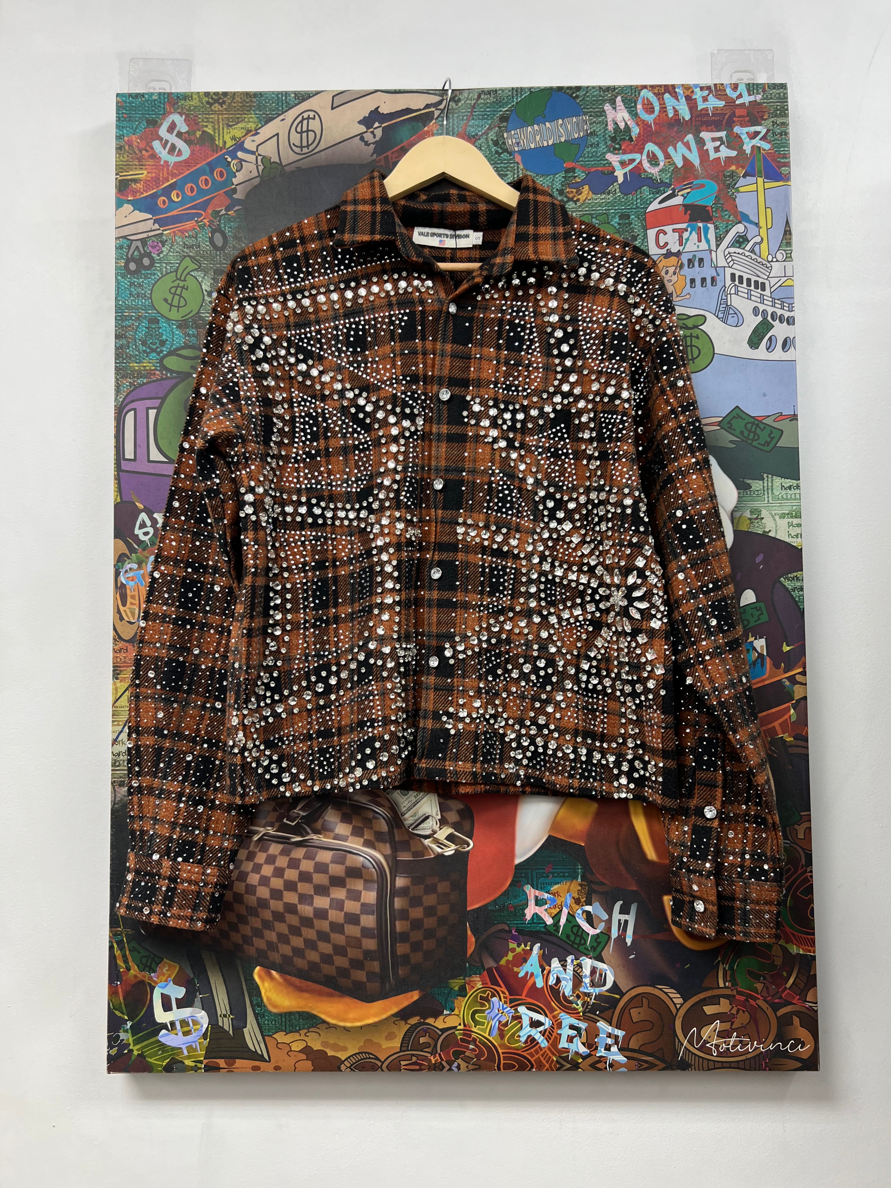 Vale Black Orange Web Flannel