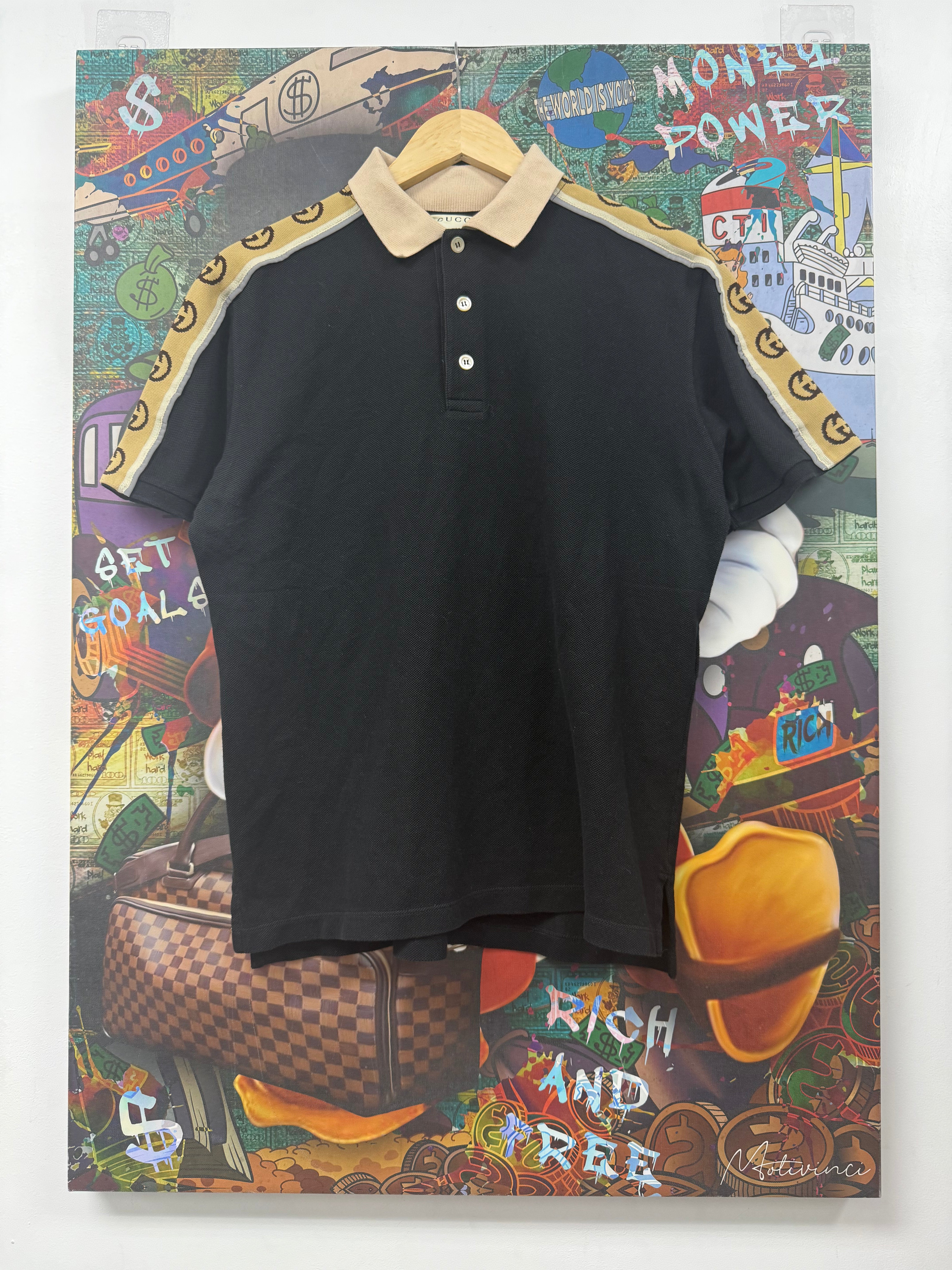 Gucci Black Beige Arm Logo Polo