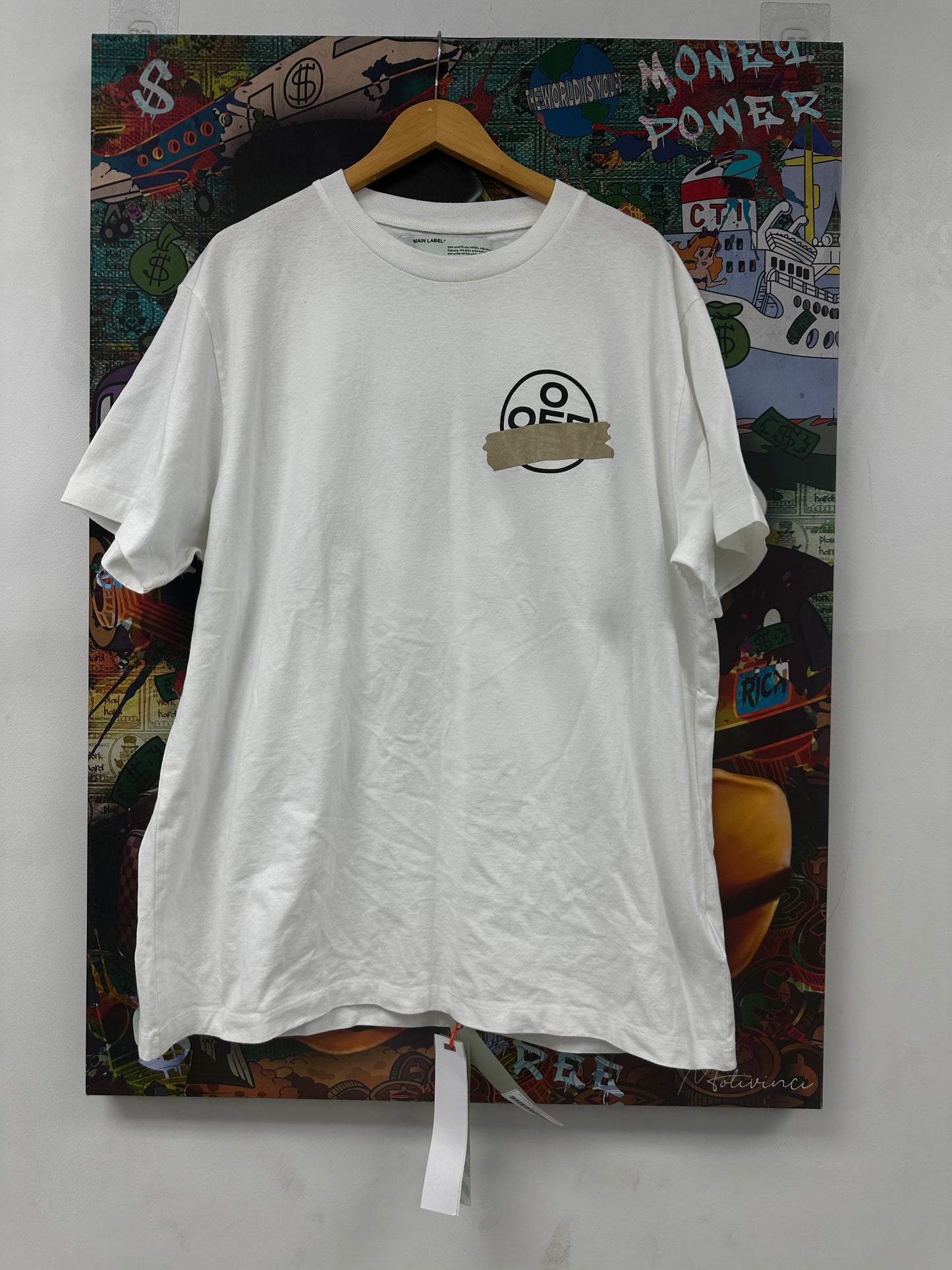 Off White Tape Tee White Black Cream New Small With Tags