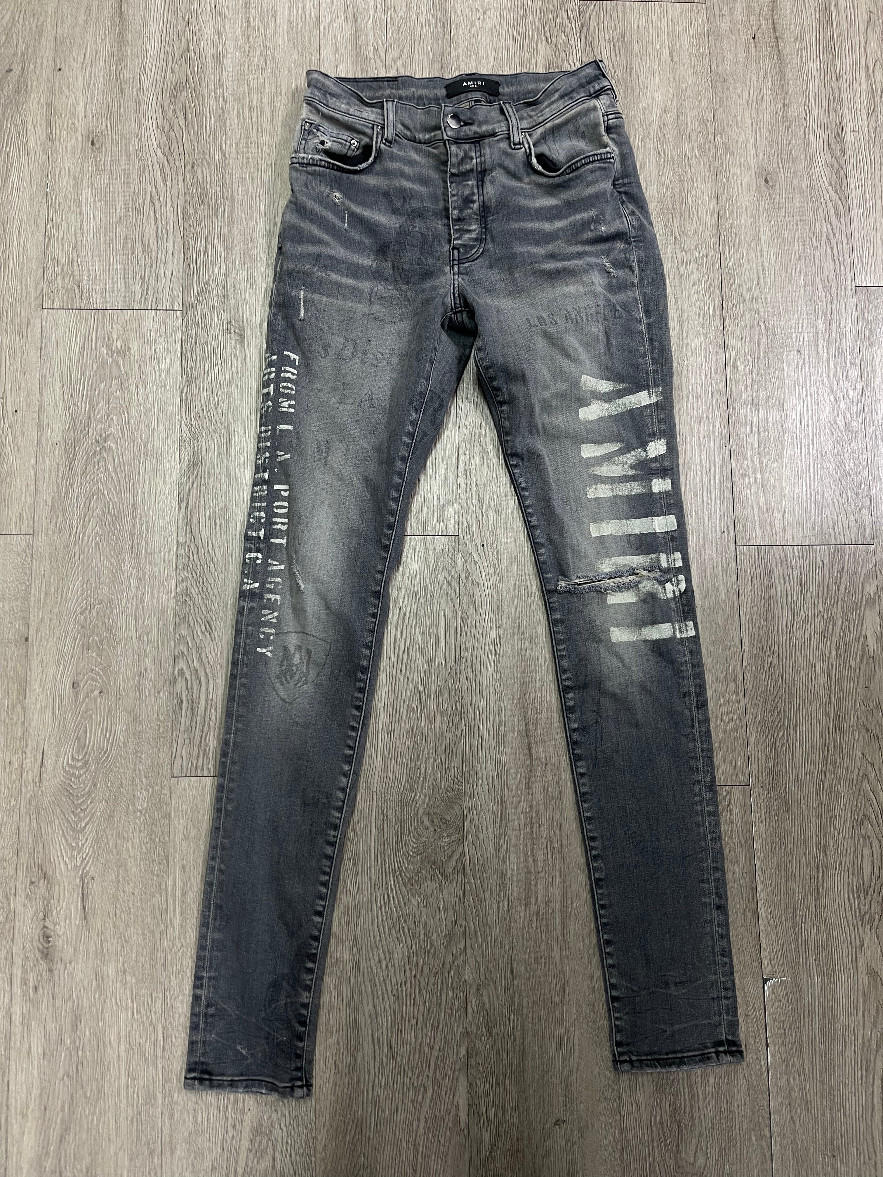 Amiri Grey Stencil Jeans