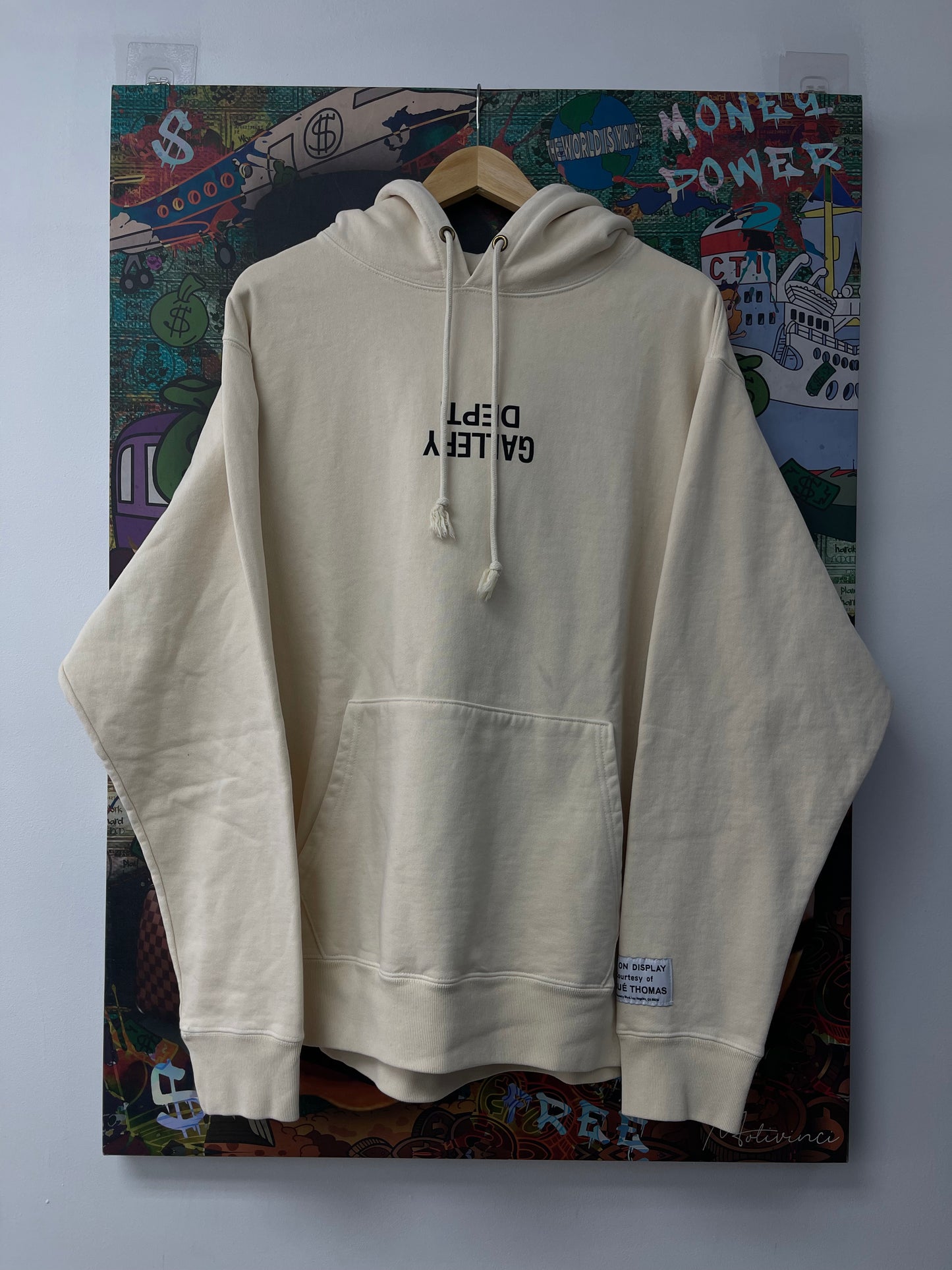 Gallery Dept Cream Black Logo Hoodie New With Tags