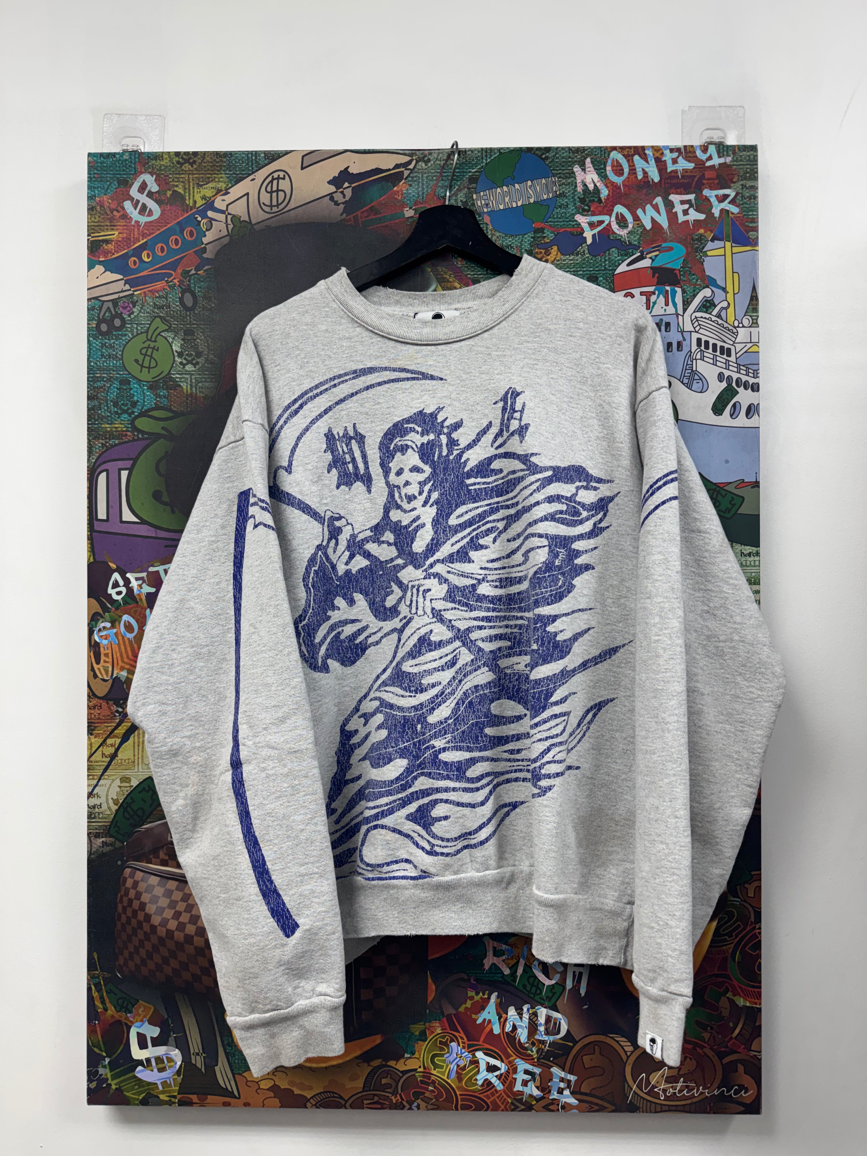 Warren Lotas Grey Blue Reaper Crewneck
