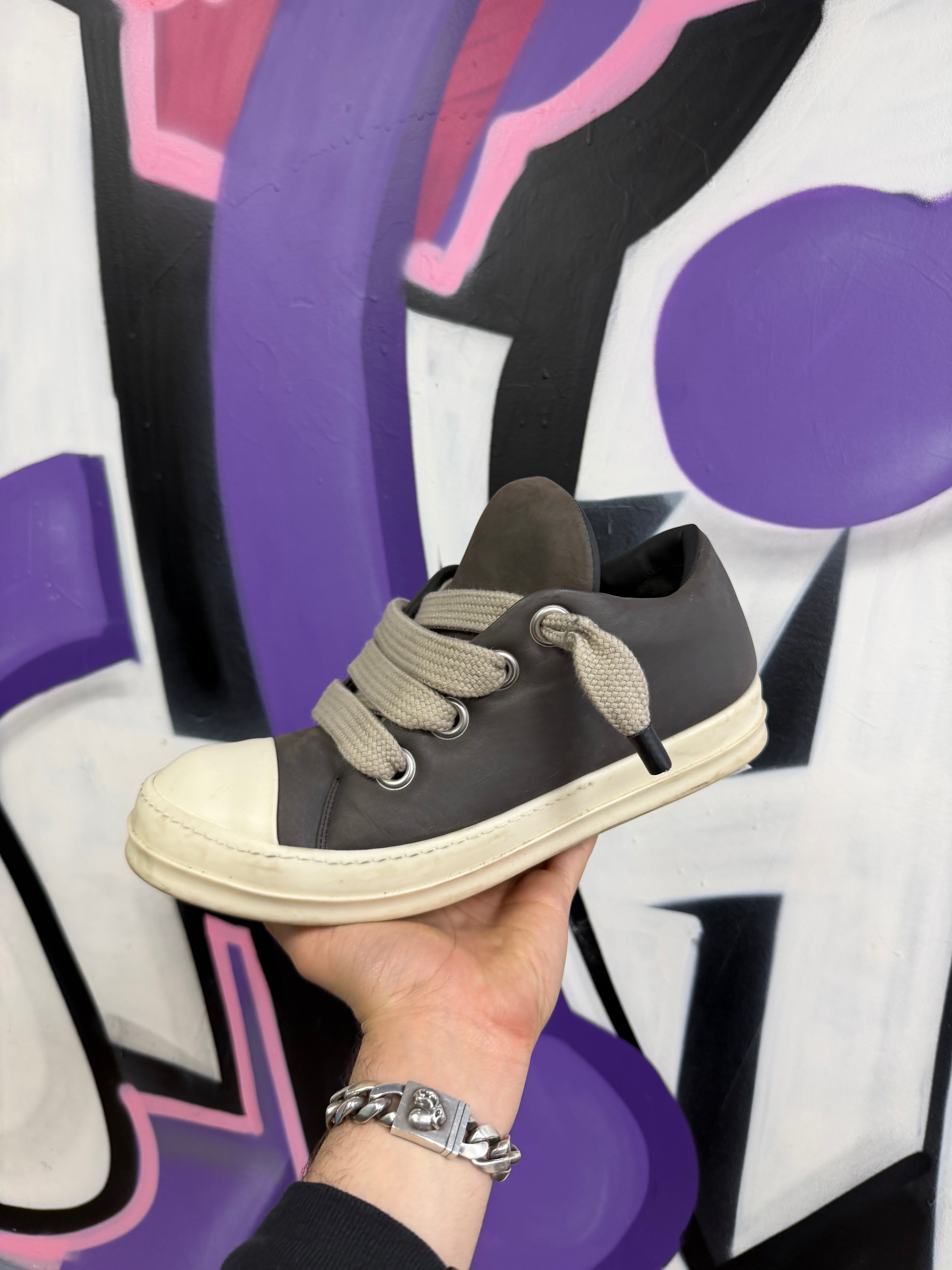 Rick Owens Brown Jumbo Lace Low Sneakers