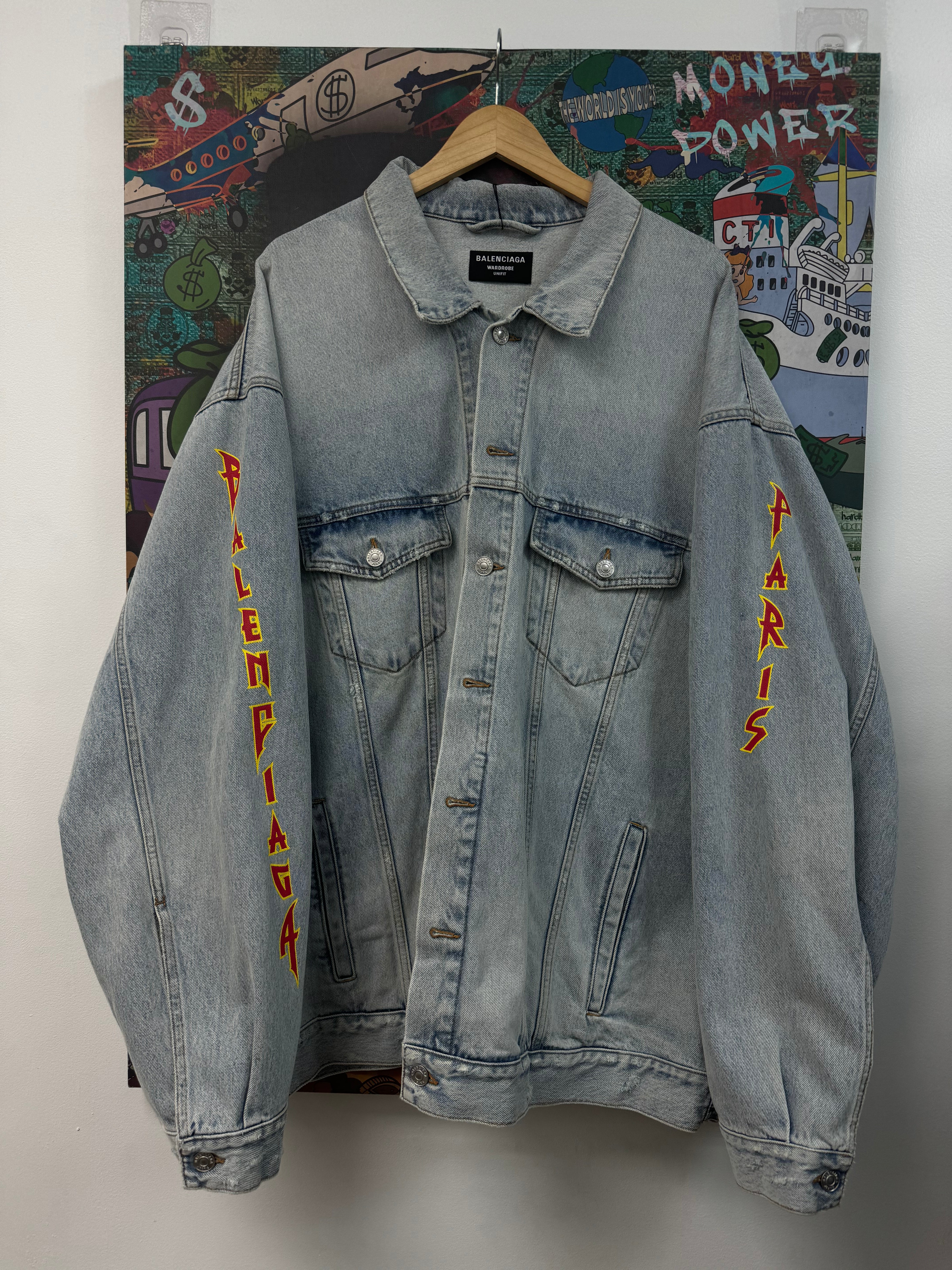 Balenciaga Lightwash Logo Metal Denim Jacket