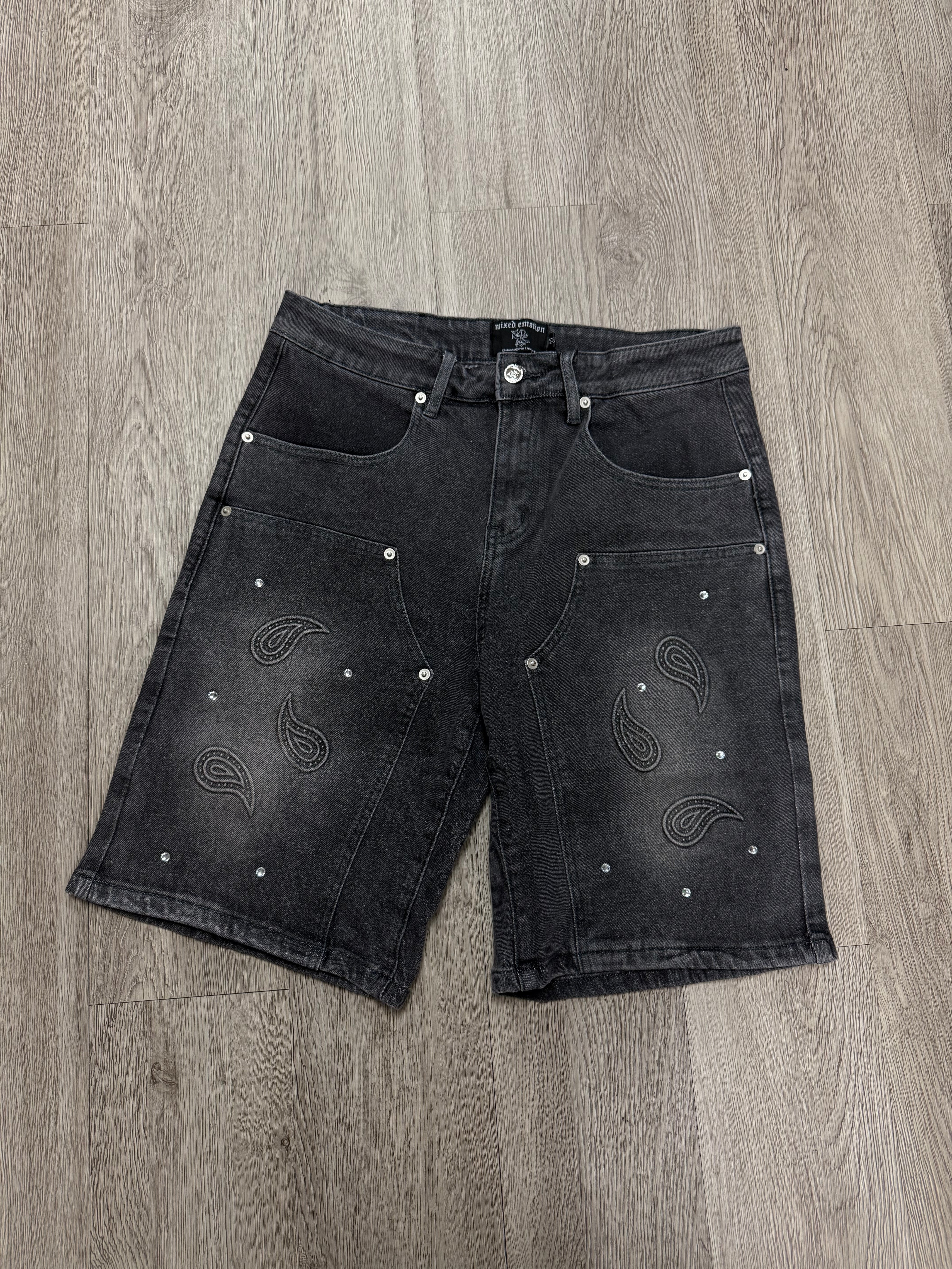 Mixed Emotion Old School Denim Black Shorts