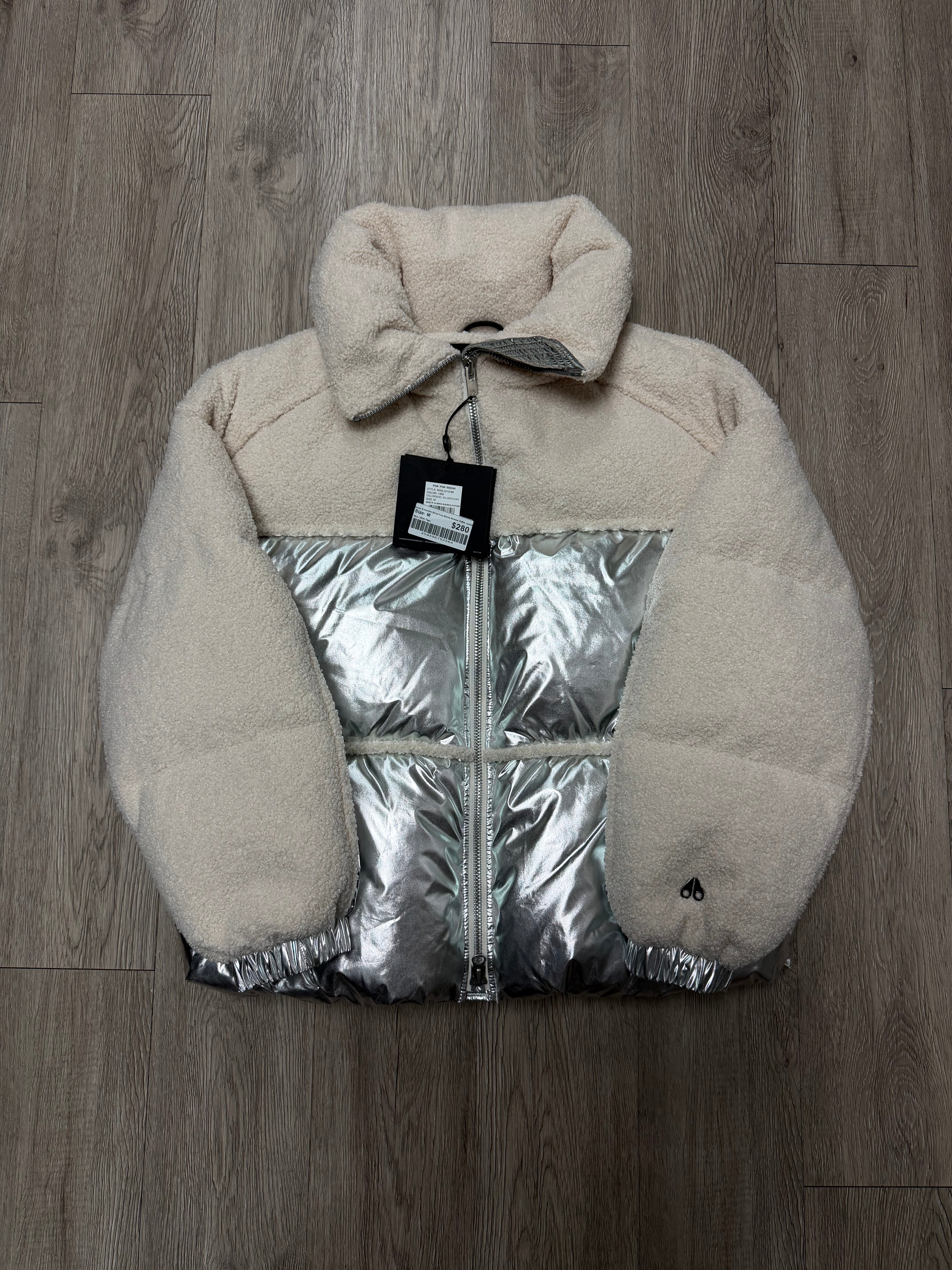 Moose Knuckles Silver Ivry Elmira Sherpa Puffer Jacket