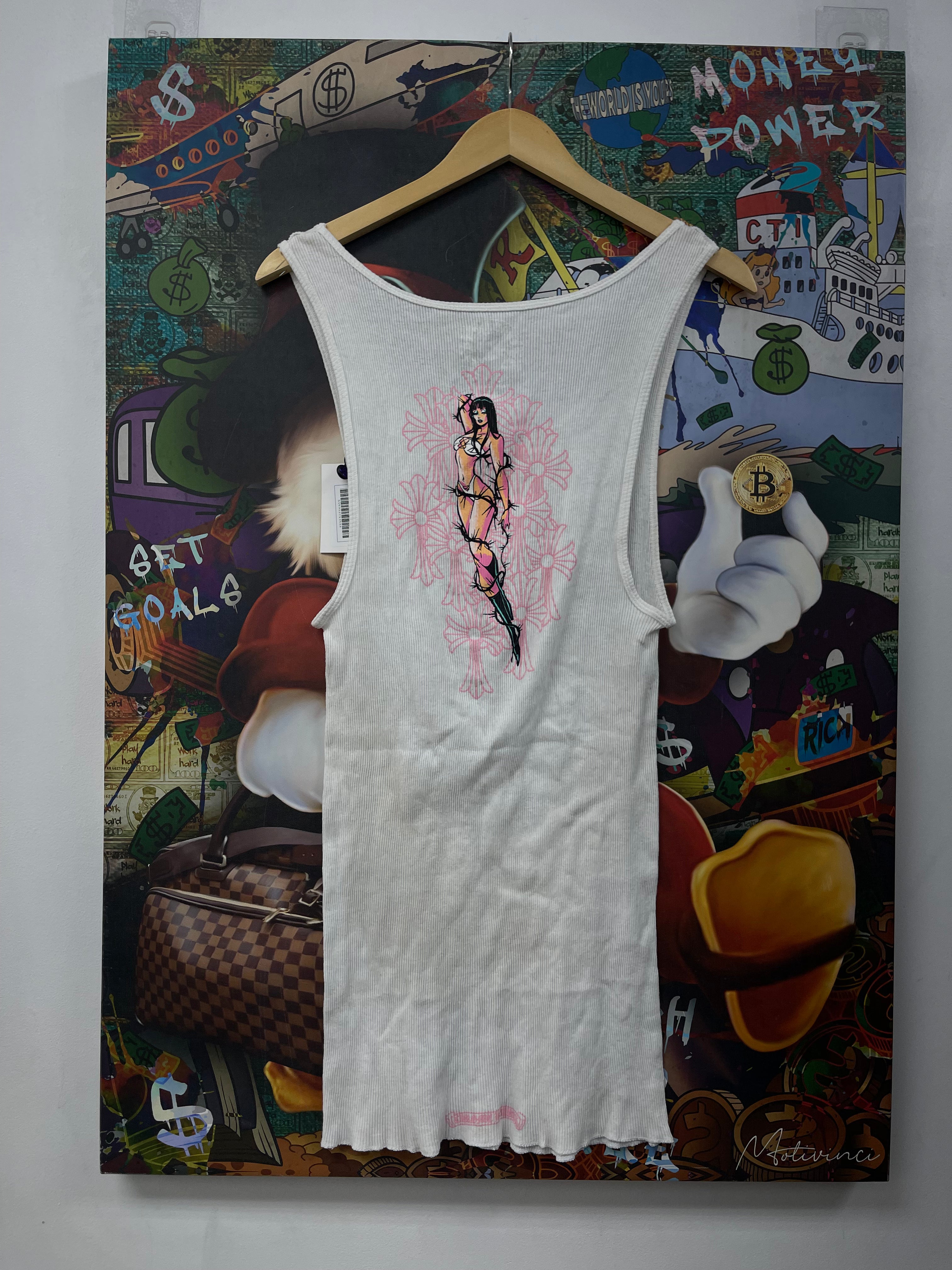 Chrome Hearts White Pink Deadly Doll Tank Dress