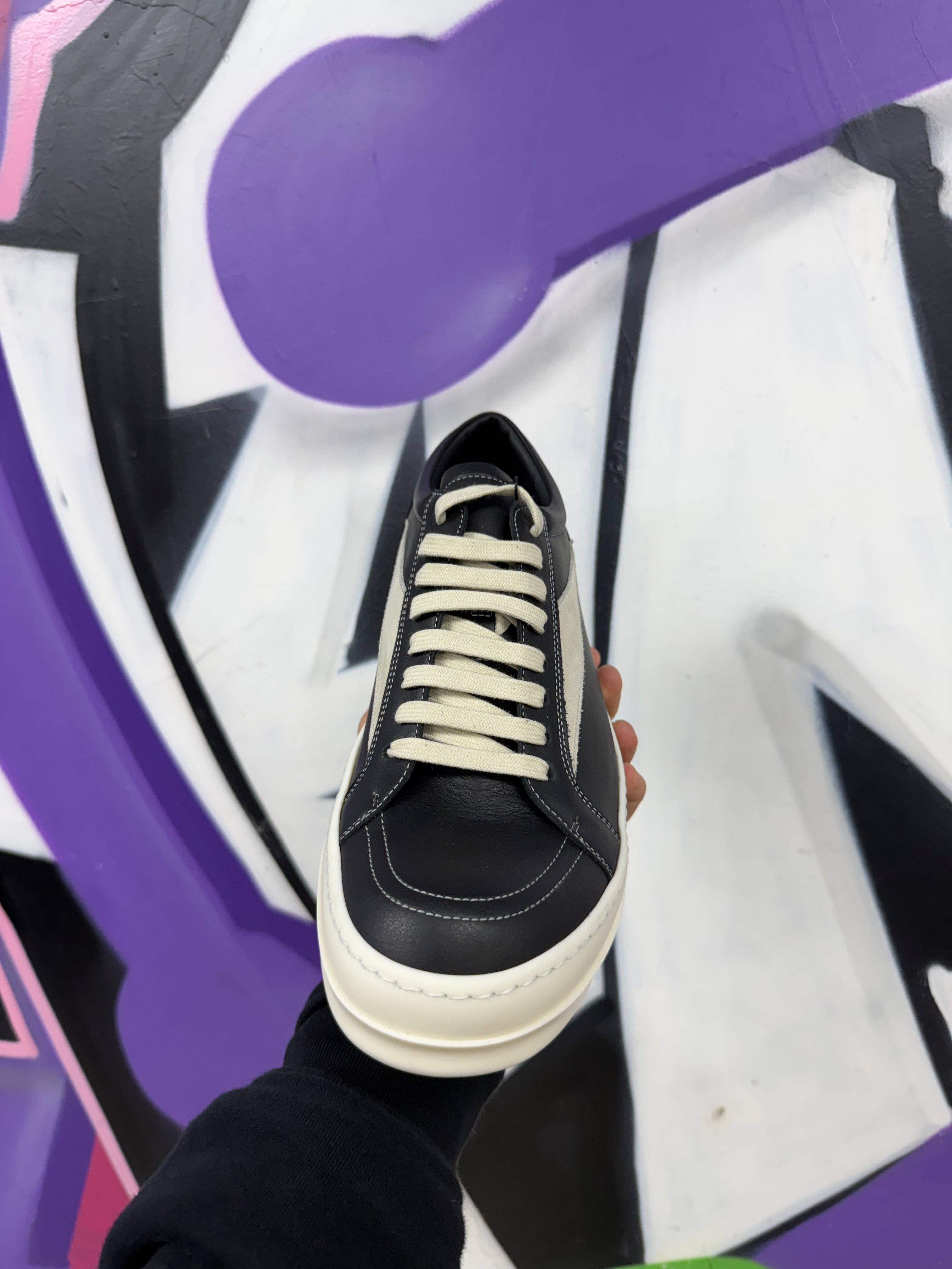 Rick Owens Black & Milk Mainline Vintage Low Sneakers