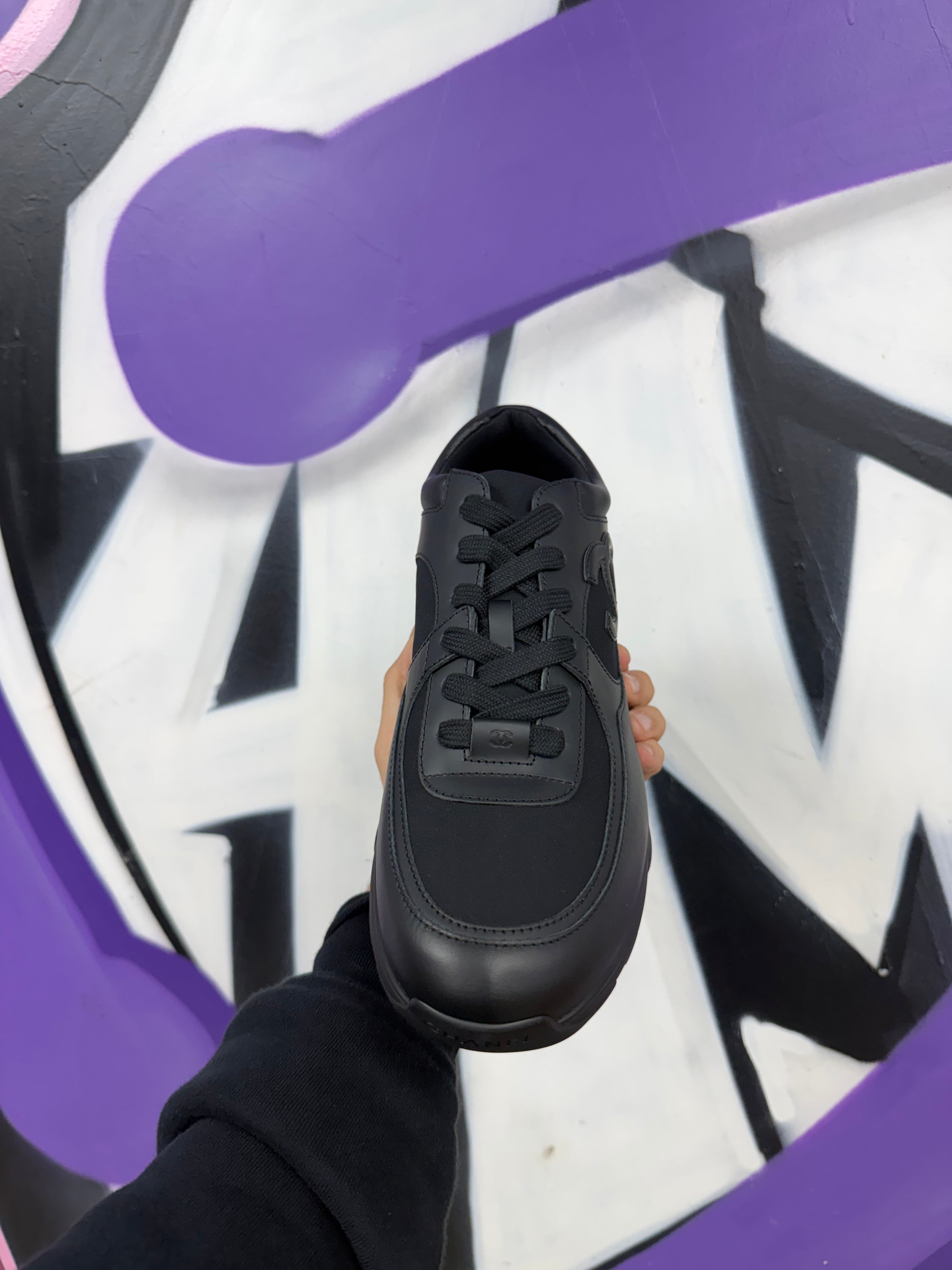 Chanel Black Uniform CC Logo Runner Sneakers