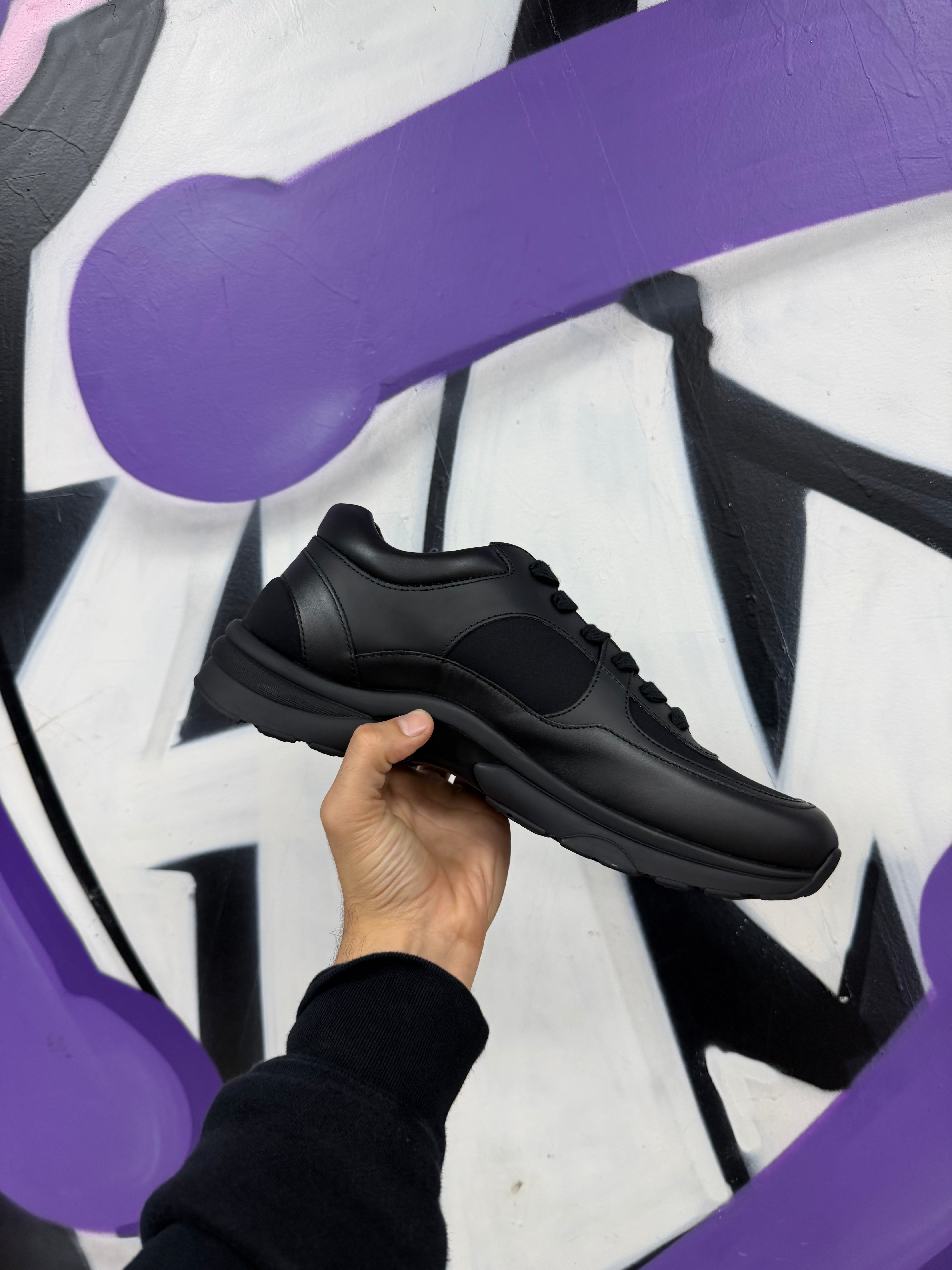 Chanel Black Uniform CC Logo Runner Sneakers