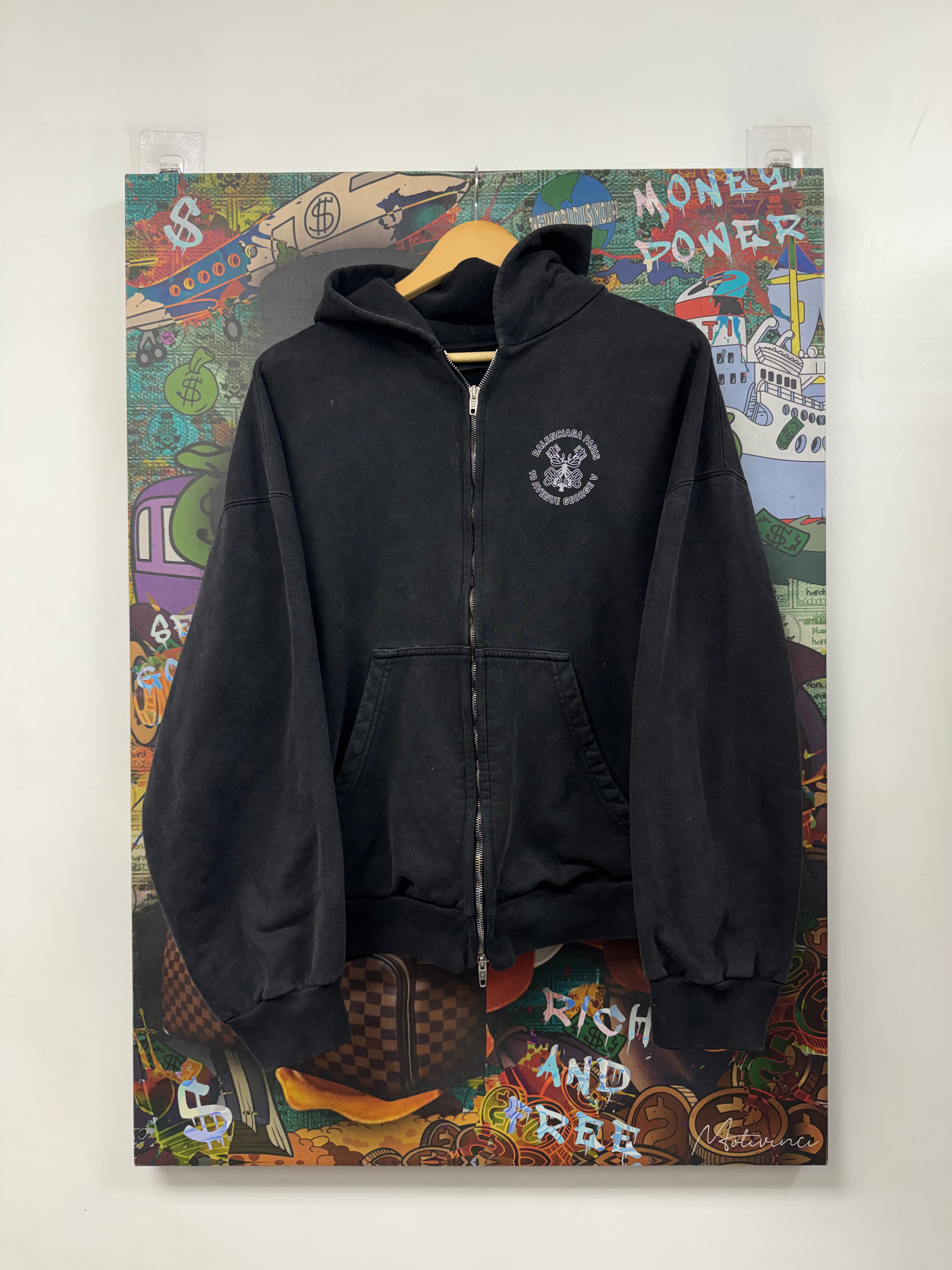 Balenciaga Black Wash Paris Zip Up