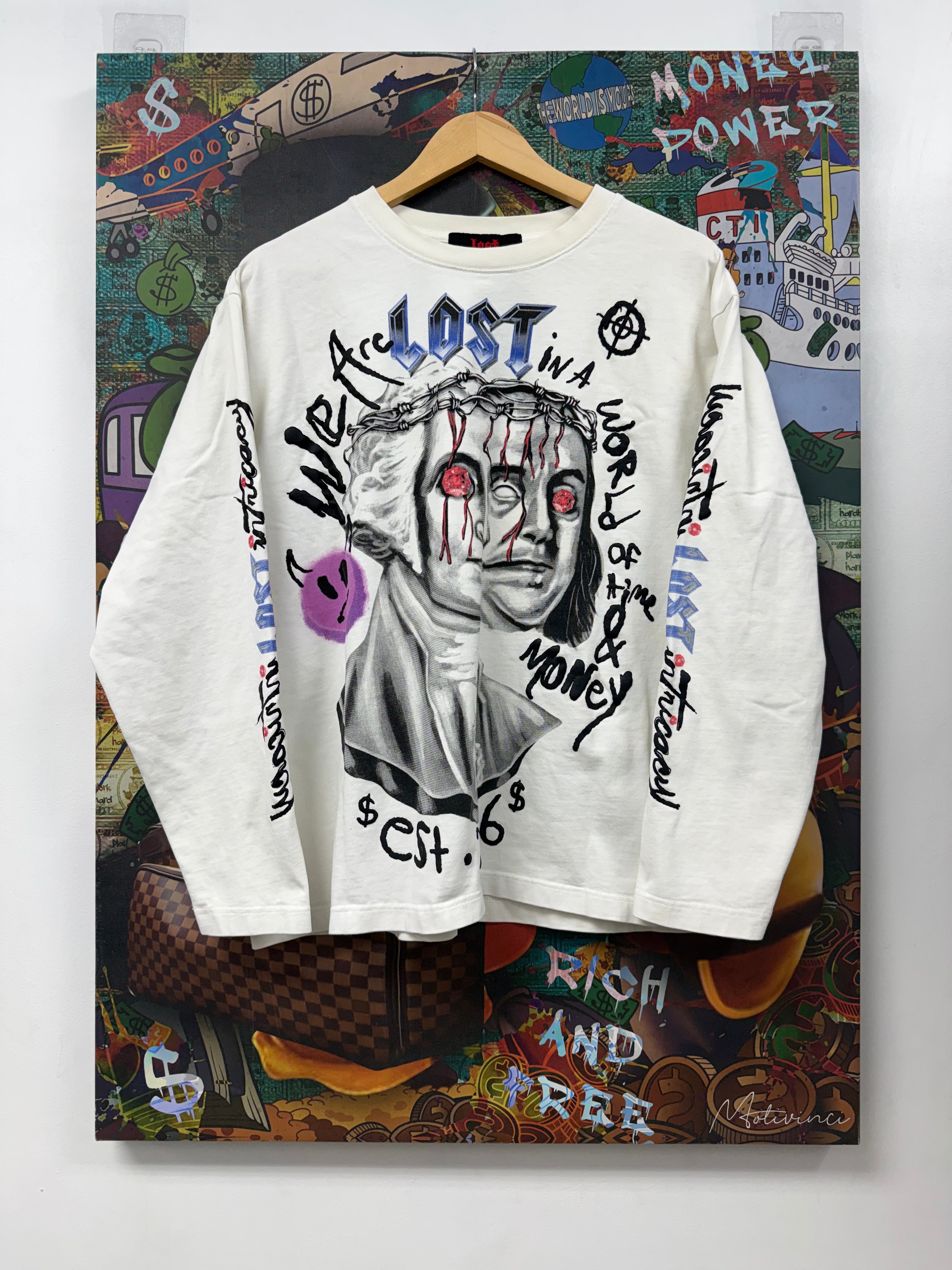 Lost Intricacy White Benjamin Franklin Long Sleeve
