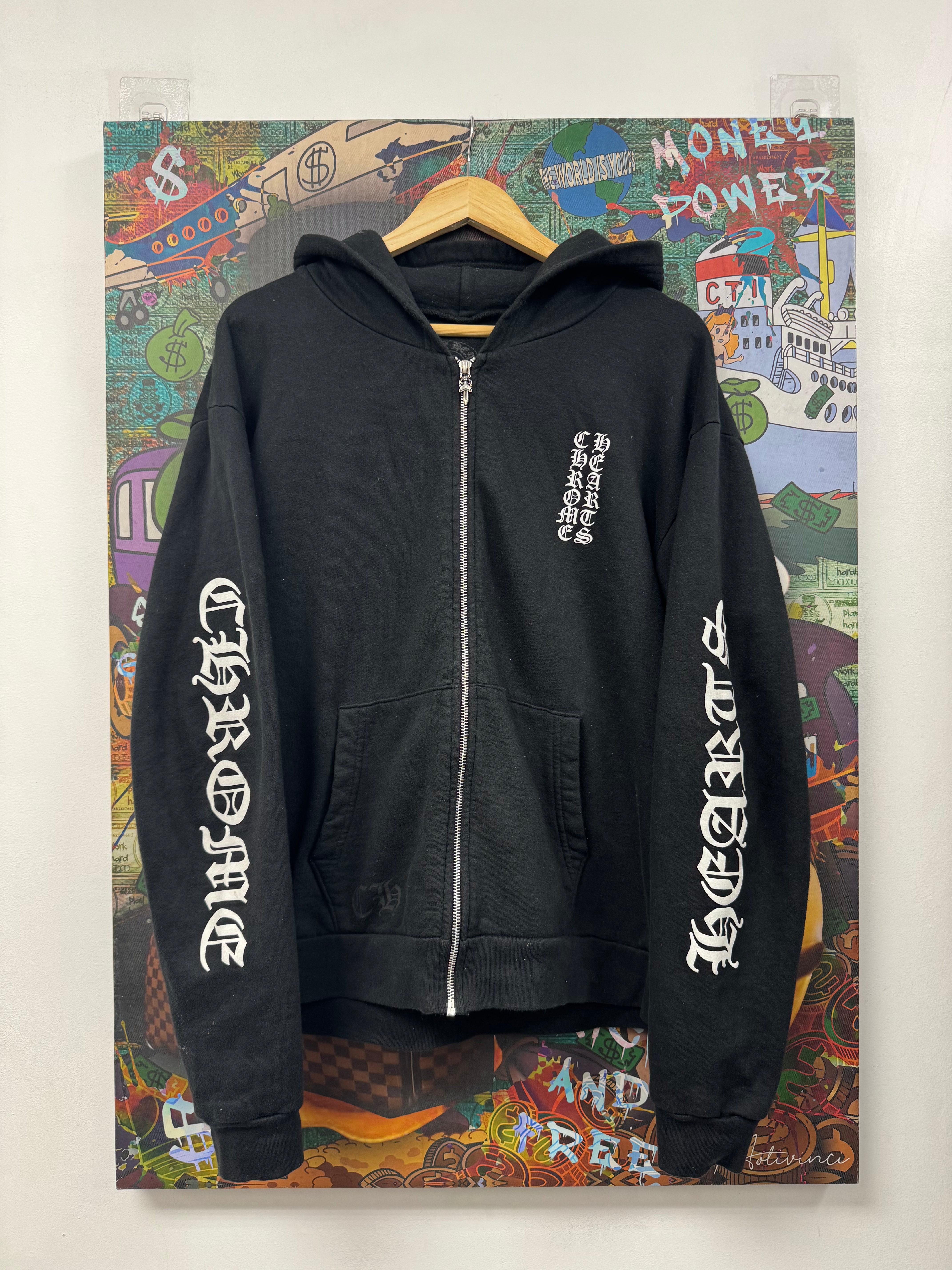 Chrome Hearts Black Vertical Logo Zip Up