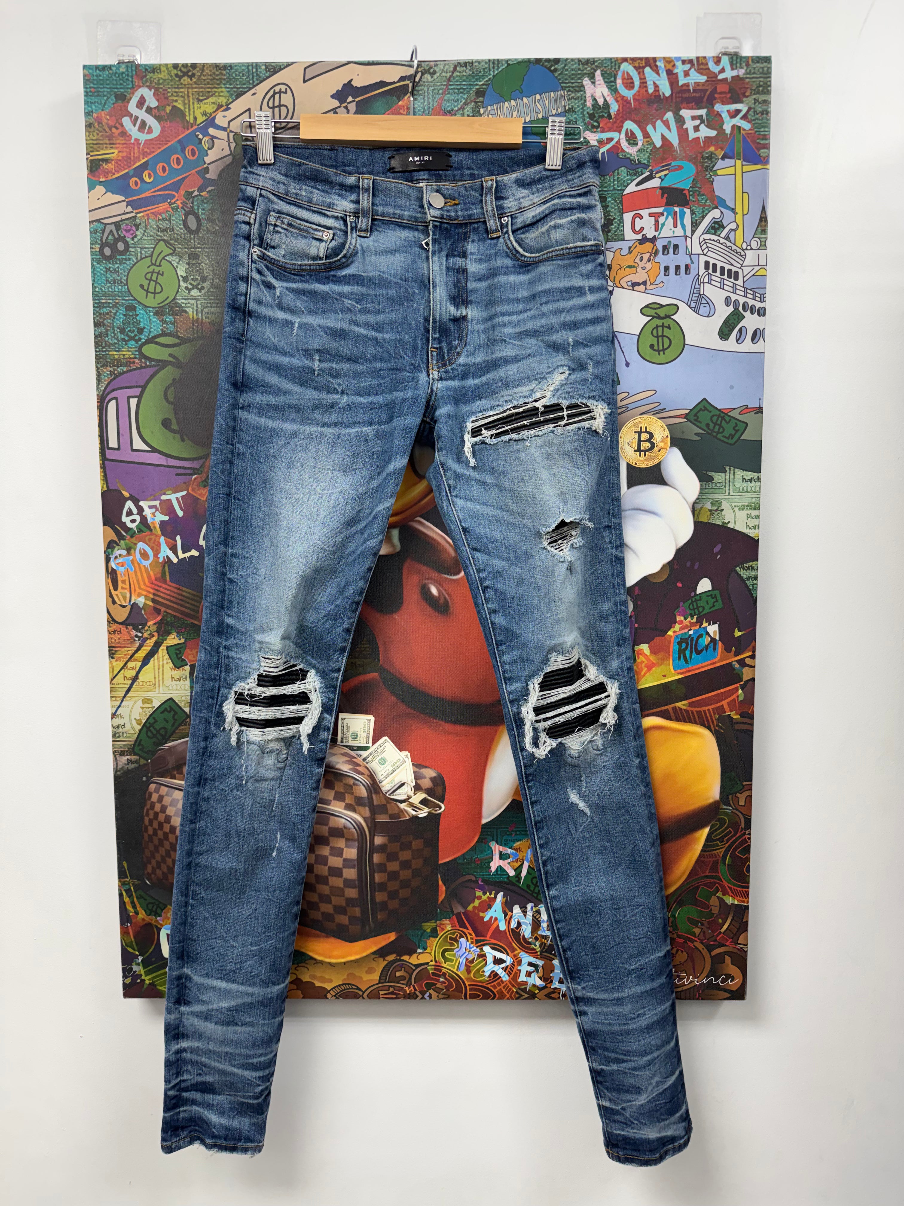 Amiri MX1 Light Wash Black Patch (Old Season Zipper) Jeans
