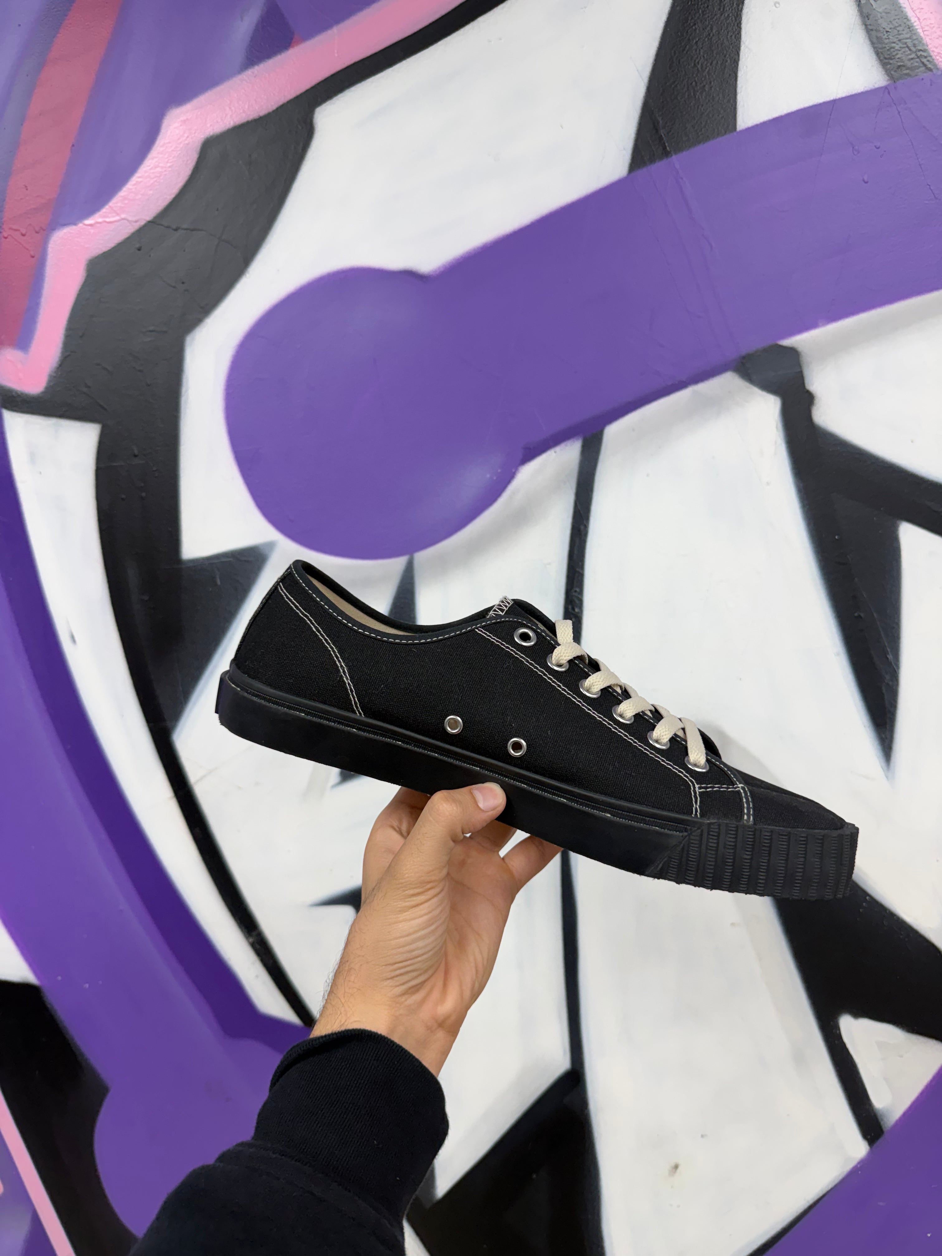 Maison Margiela Black Rubberized Tabi Low Sneakers